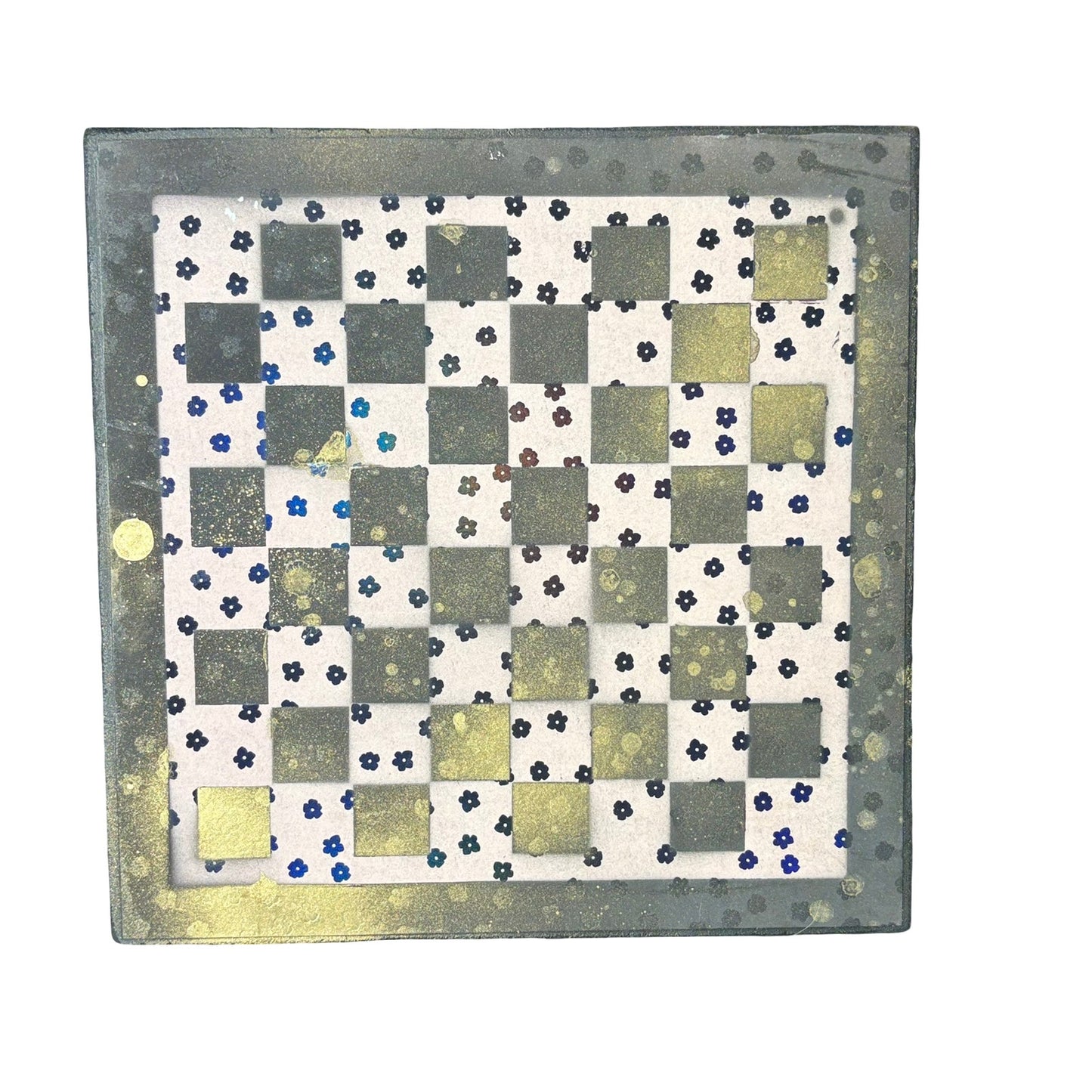 Golden Black Flower Mist - Scrapbook Chess Board