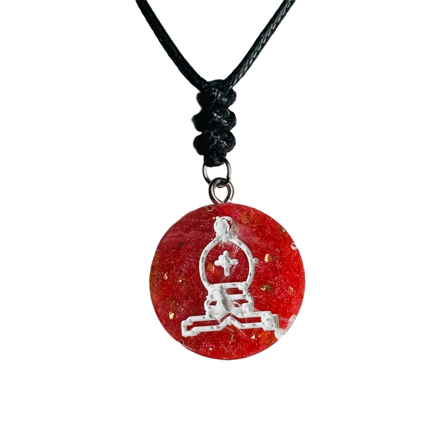 Red Crystal Bishop - Handmade Resin Chess Necklace