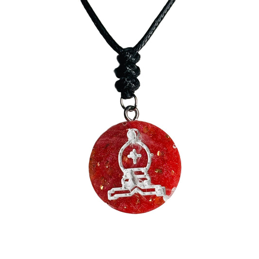 Red Crystal Bishop - Handmade Resin Chess Necklace