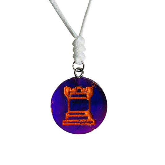 Halloween Purple Rook - Handmade Resin Chess Necklace