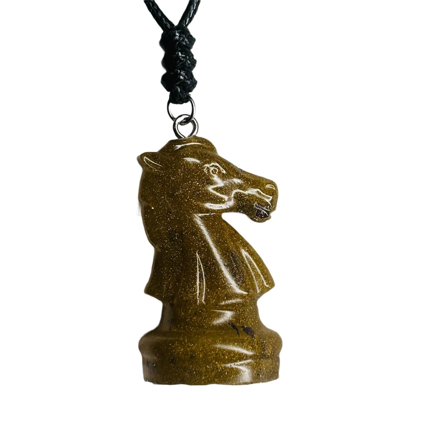 Dark Yellow Knight - Handmade Resin Chess Necklace