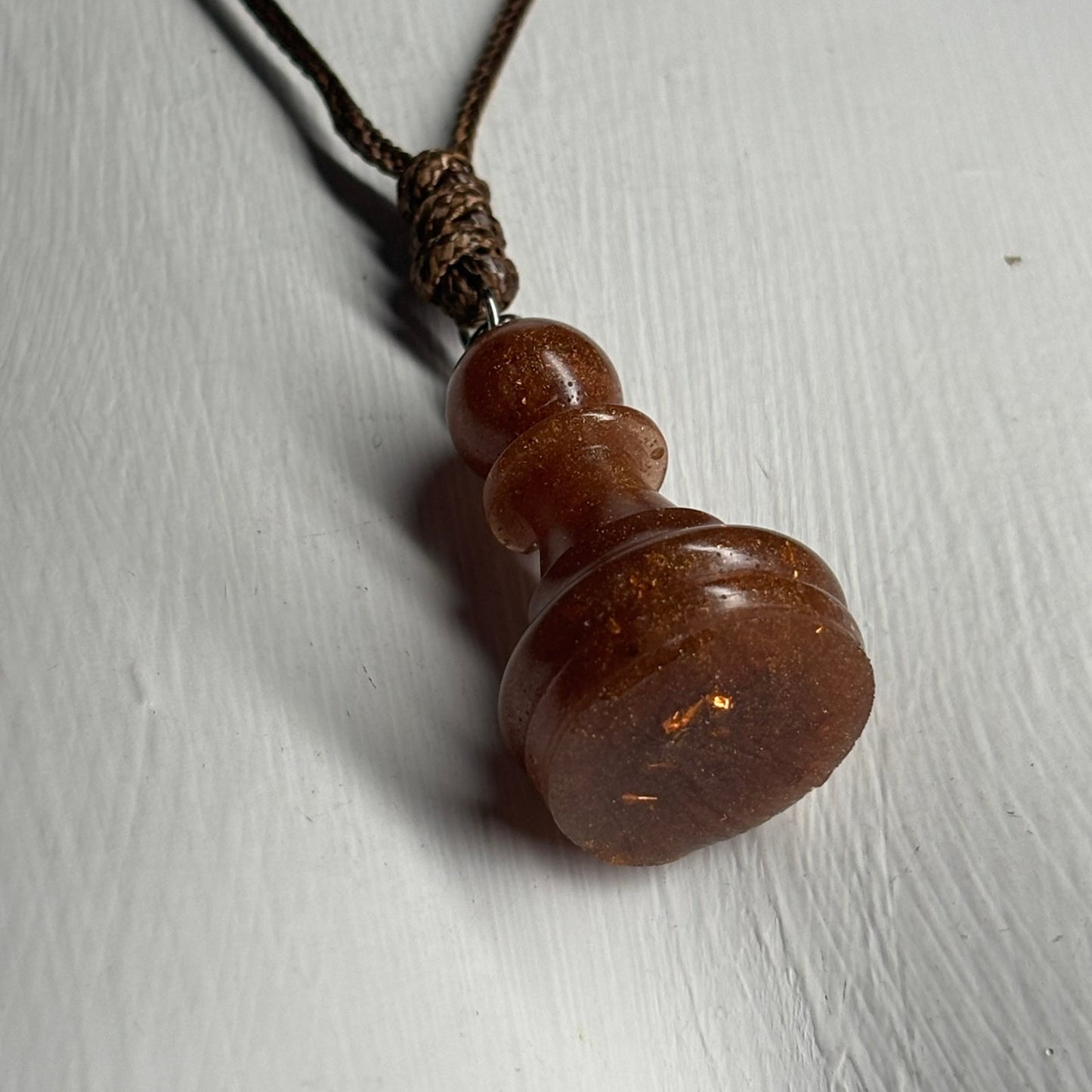 Brown Pawn - Handmade Resin Chess Necklace