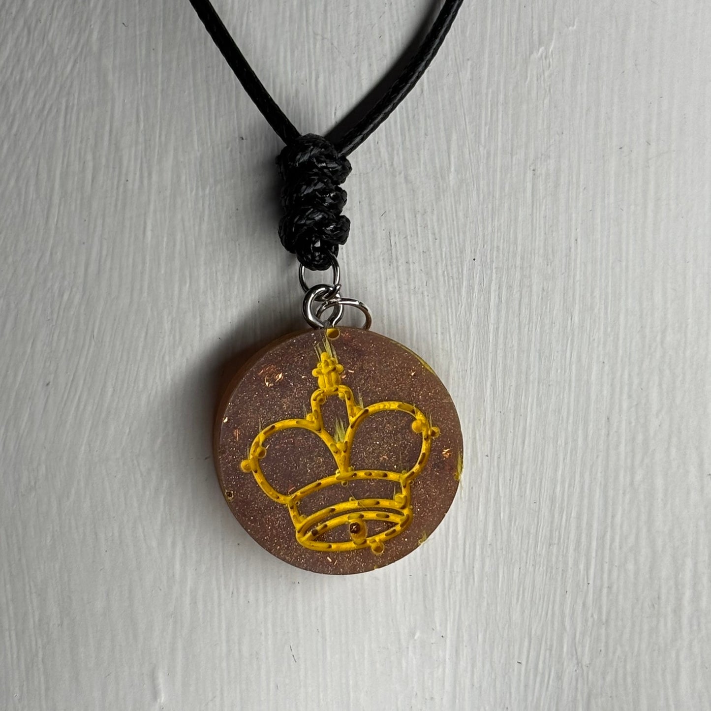 Brown Bronze King - Handmade Resin Chess Necklace