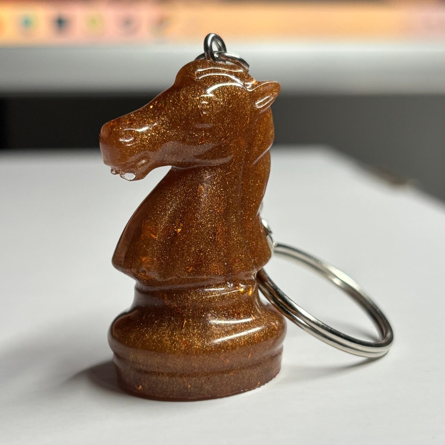 Orange Amber Knight - Handmade Resin Keychain