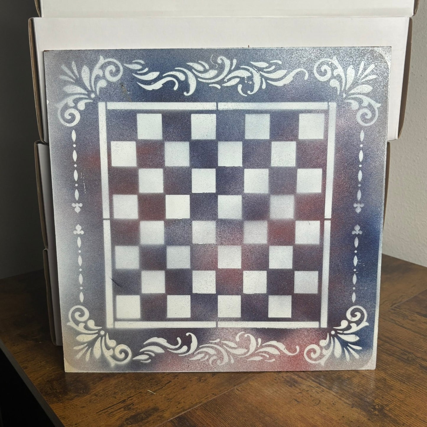 Cloudy Color Mesh - Painted Chess Board