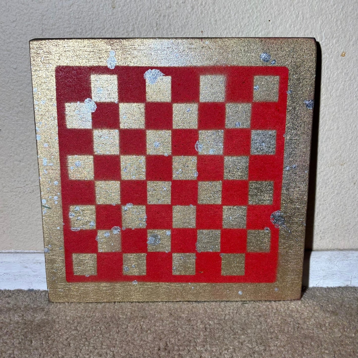 Red & Gold - Painted Chess Board