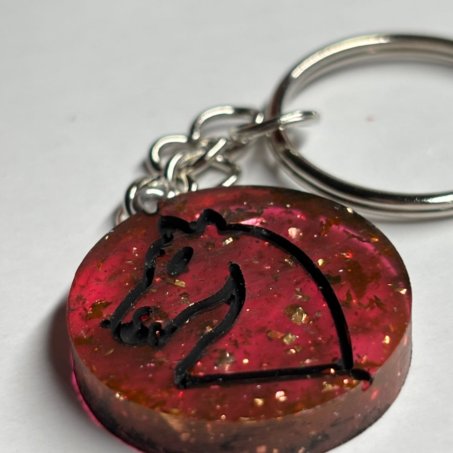Sparkle Red Knight - Handmade Resin Keychain