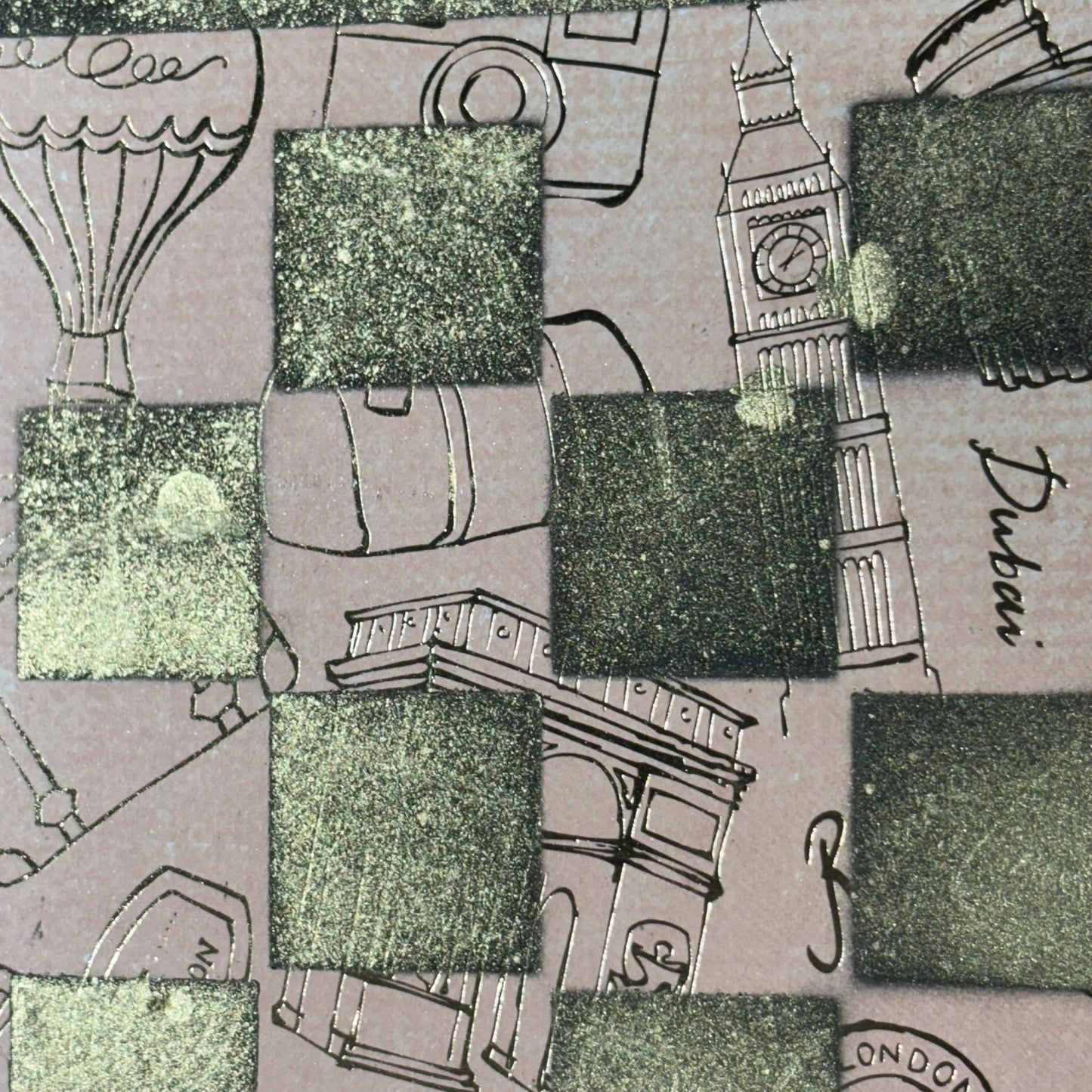 Gold Outline Peach- Scrapbook Chess Board