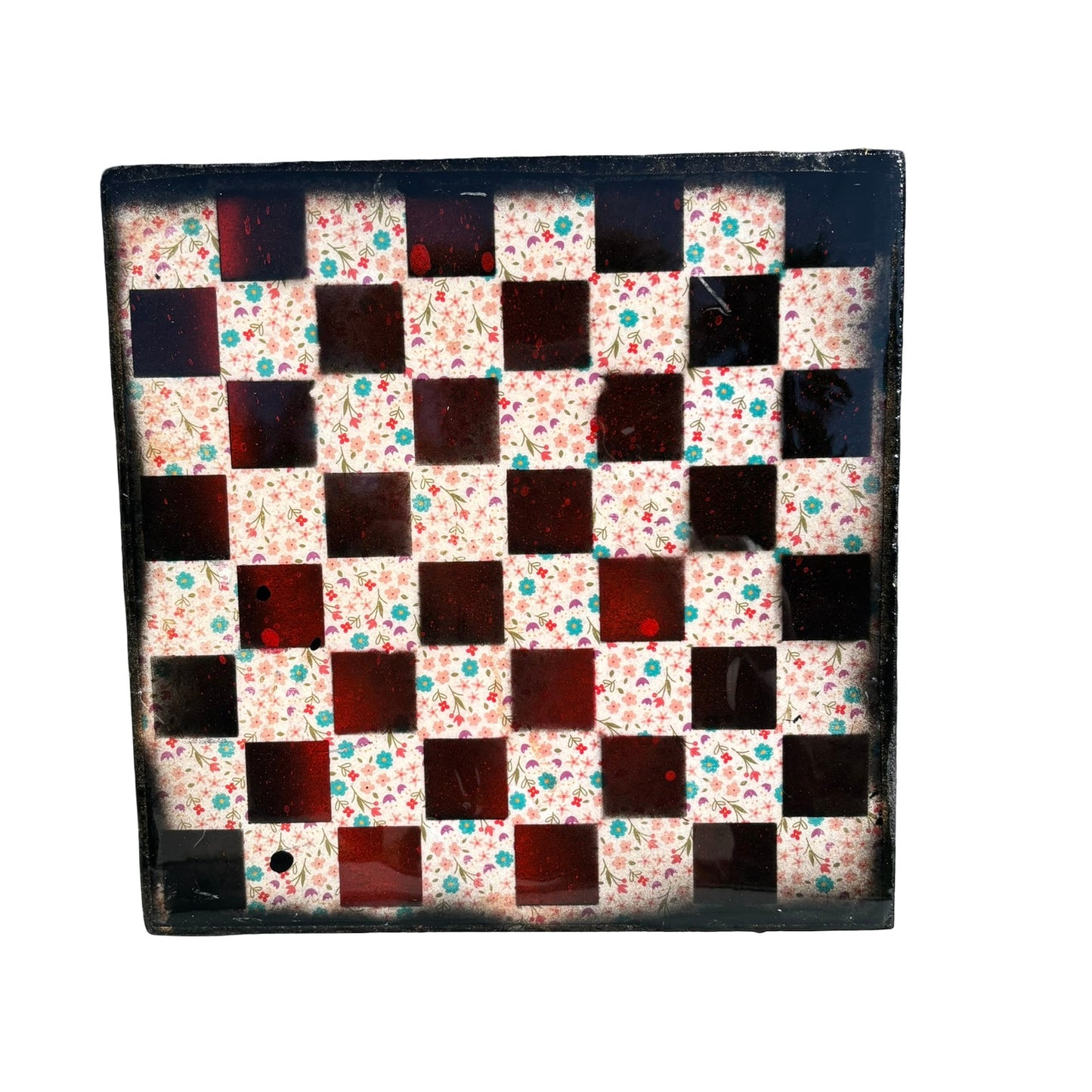 Colorful FLowers - Resin Coated Chess Board