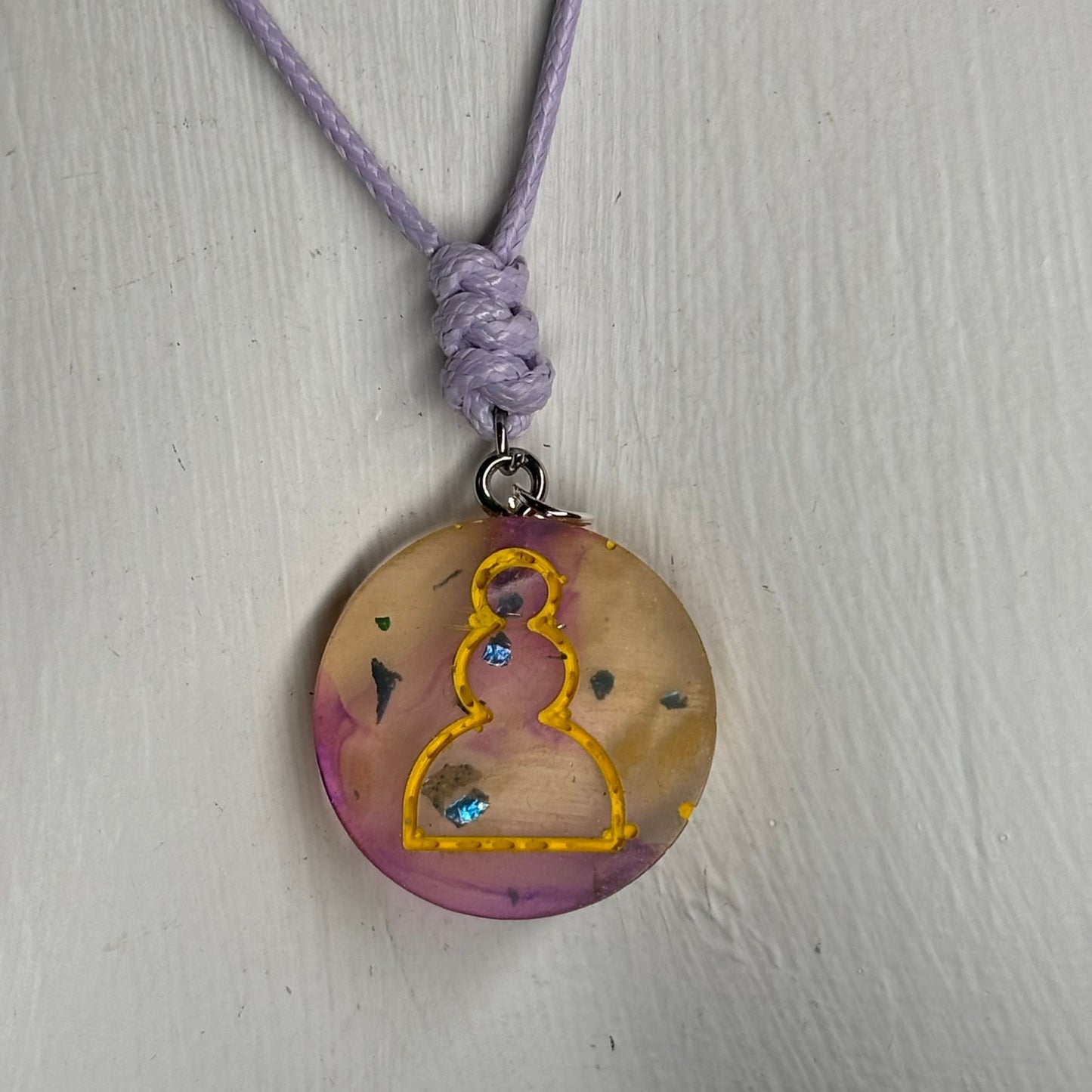 Cosmic Purple Pawn - Handmade Resin Chess Necklace