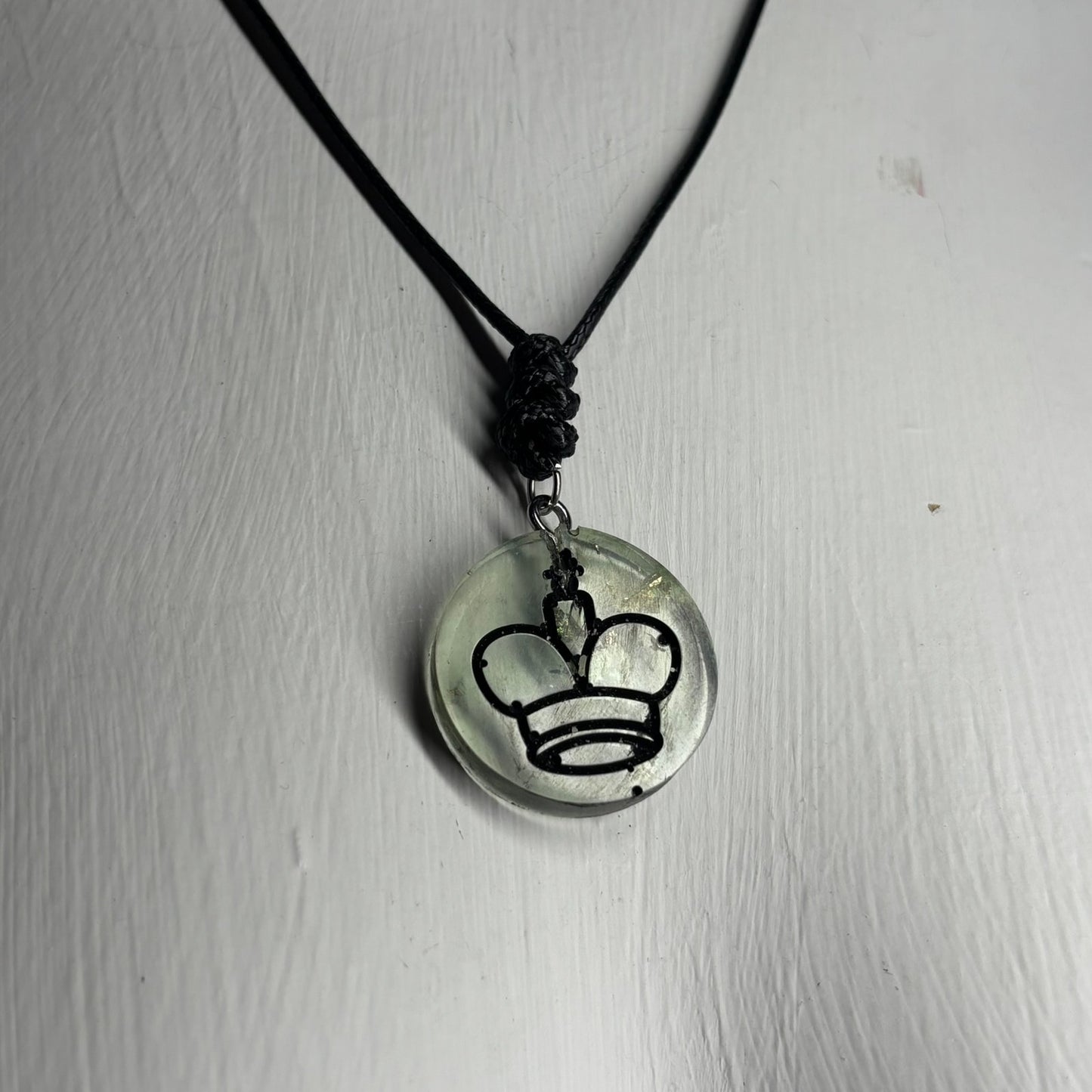 Lemon Green King - Handmade Resin Chess Necklace