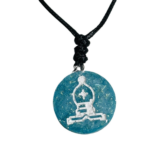 Crystal Blue Bishop - Handmade Resin Chess Necklace