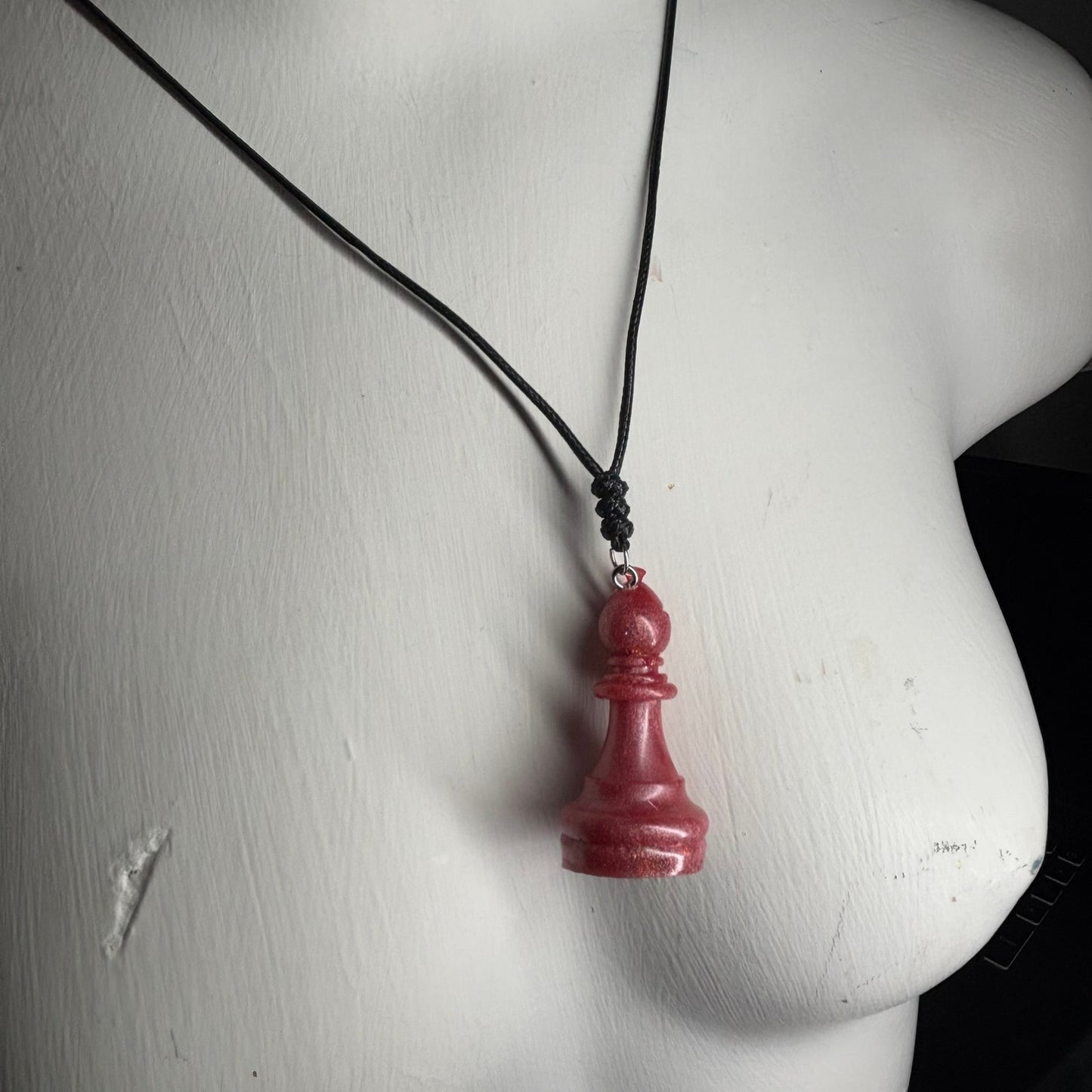 Peach Pink Bishop - Handmade Resin Chess Necklace