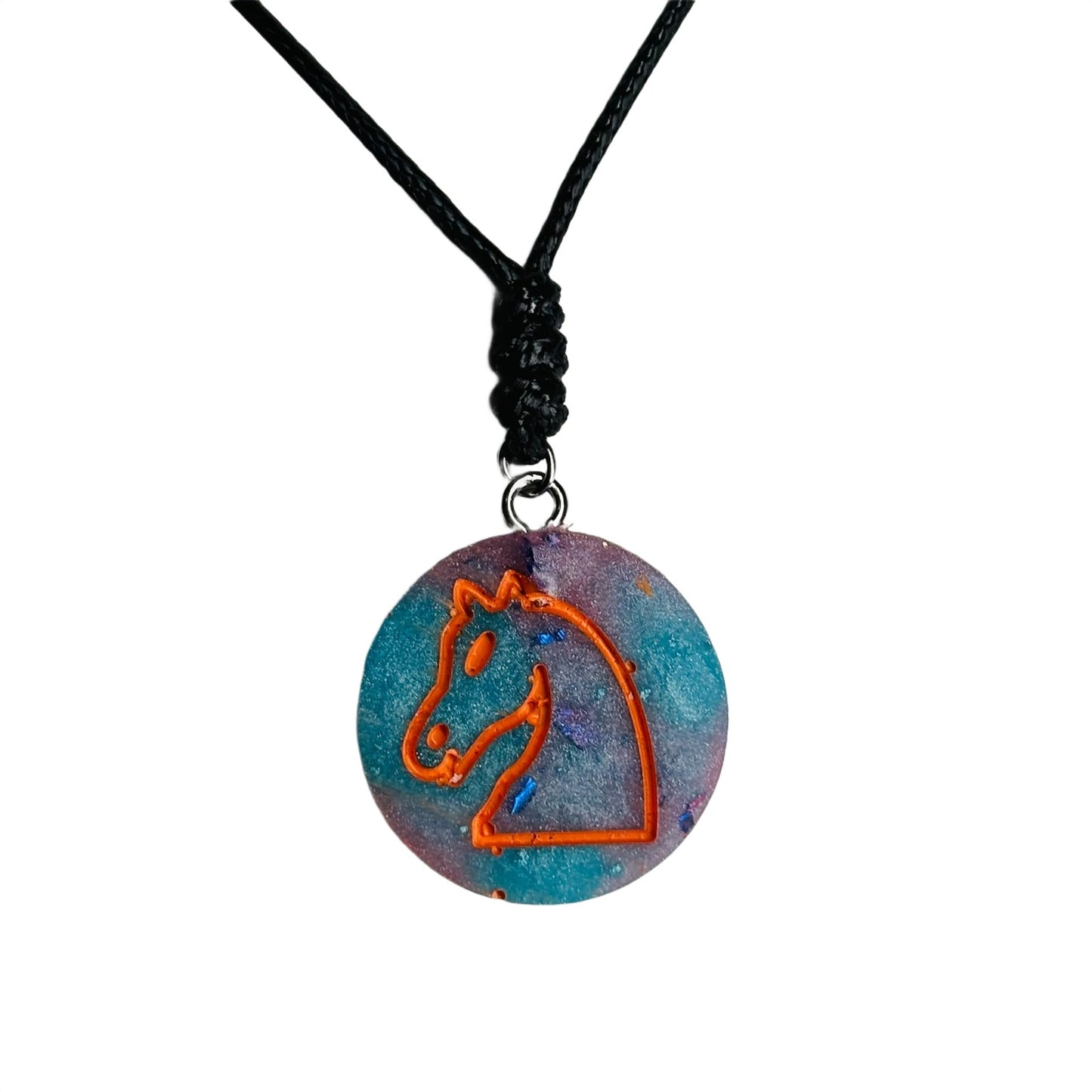 Orange Miami Knight - Handmade Resin Chess Necklace