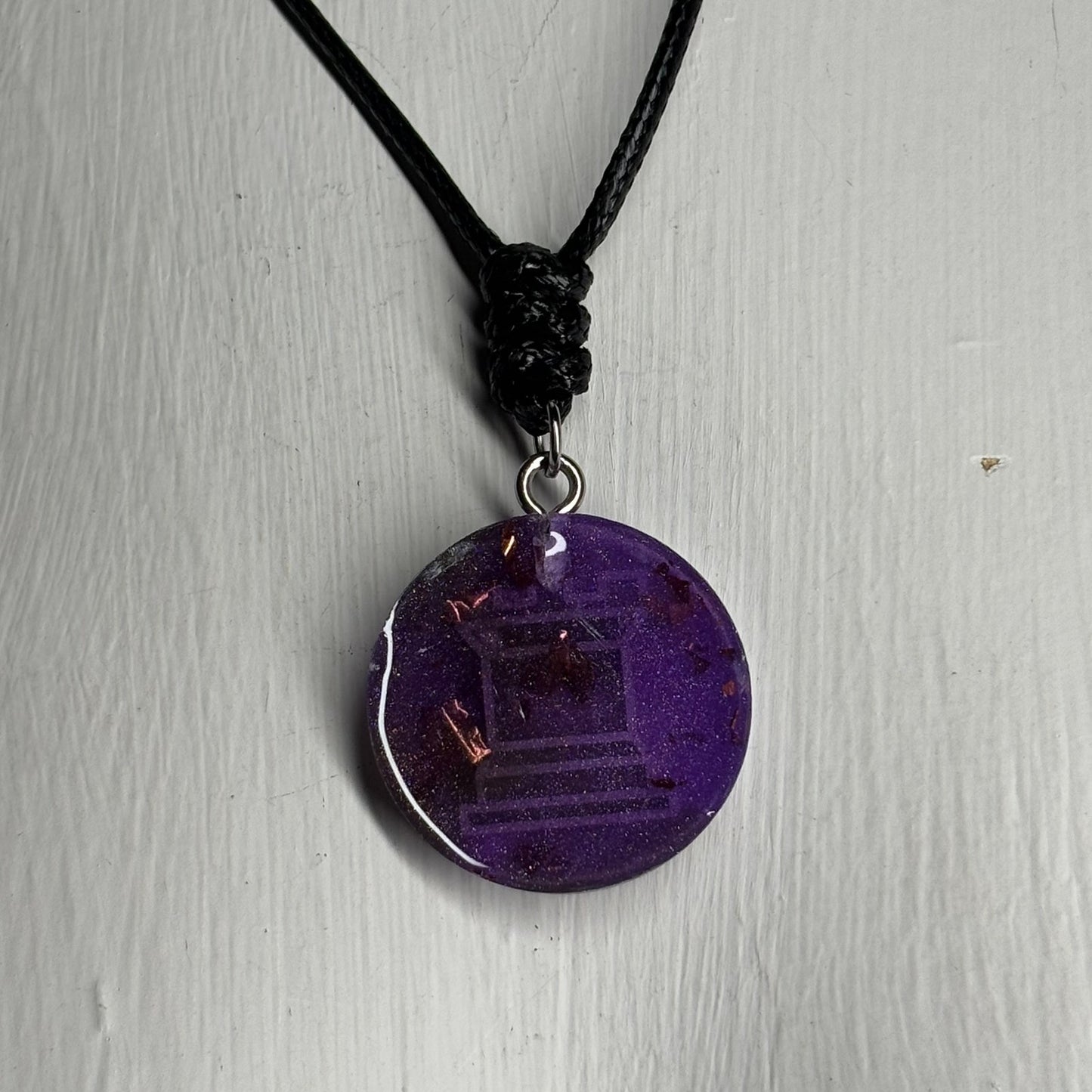 Purple Rook - Handmade Resin Chess Necklace - Flat Edition