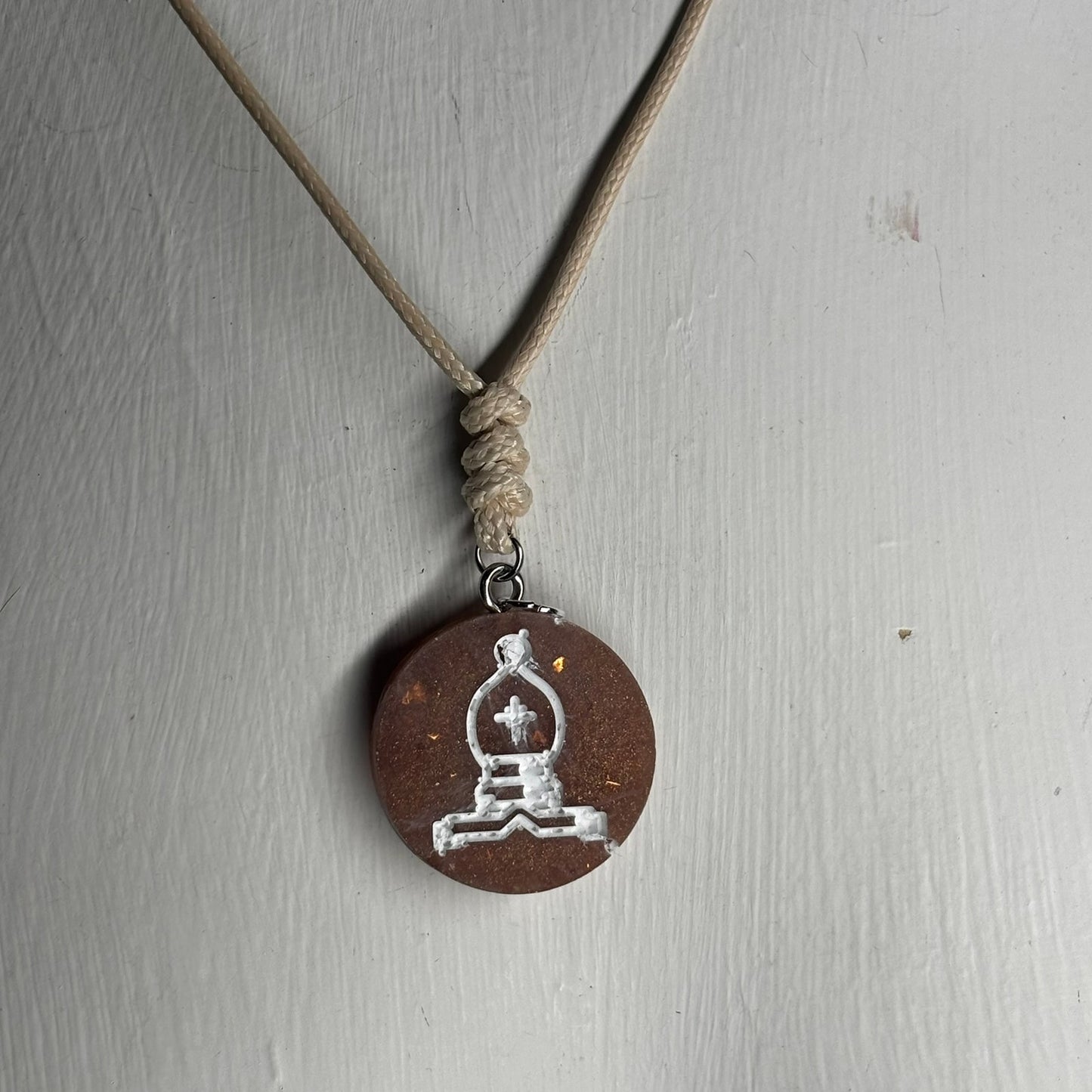 Classic Brown Bishop - Handmade Resin Chess Necklace