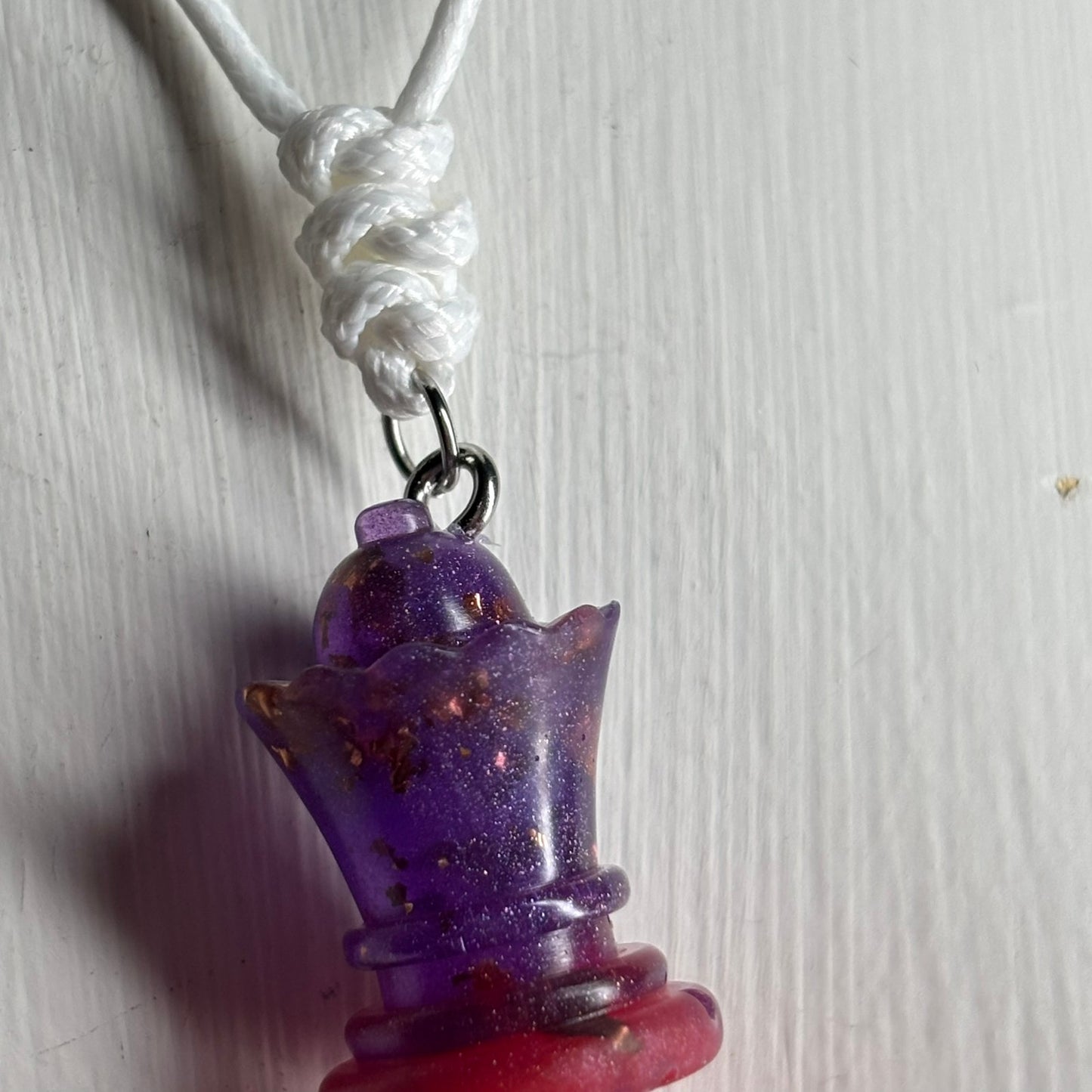 Purple & Red Queen - Handmade Resin Chess Necklace