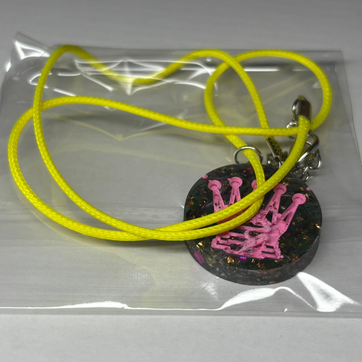 Pink Print Queen - Handmade Resin Chess Necklace