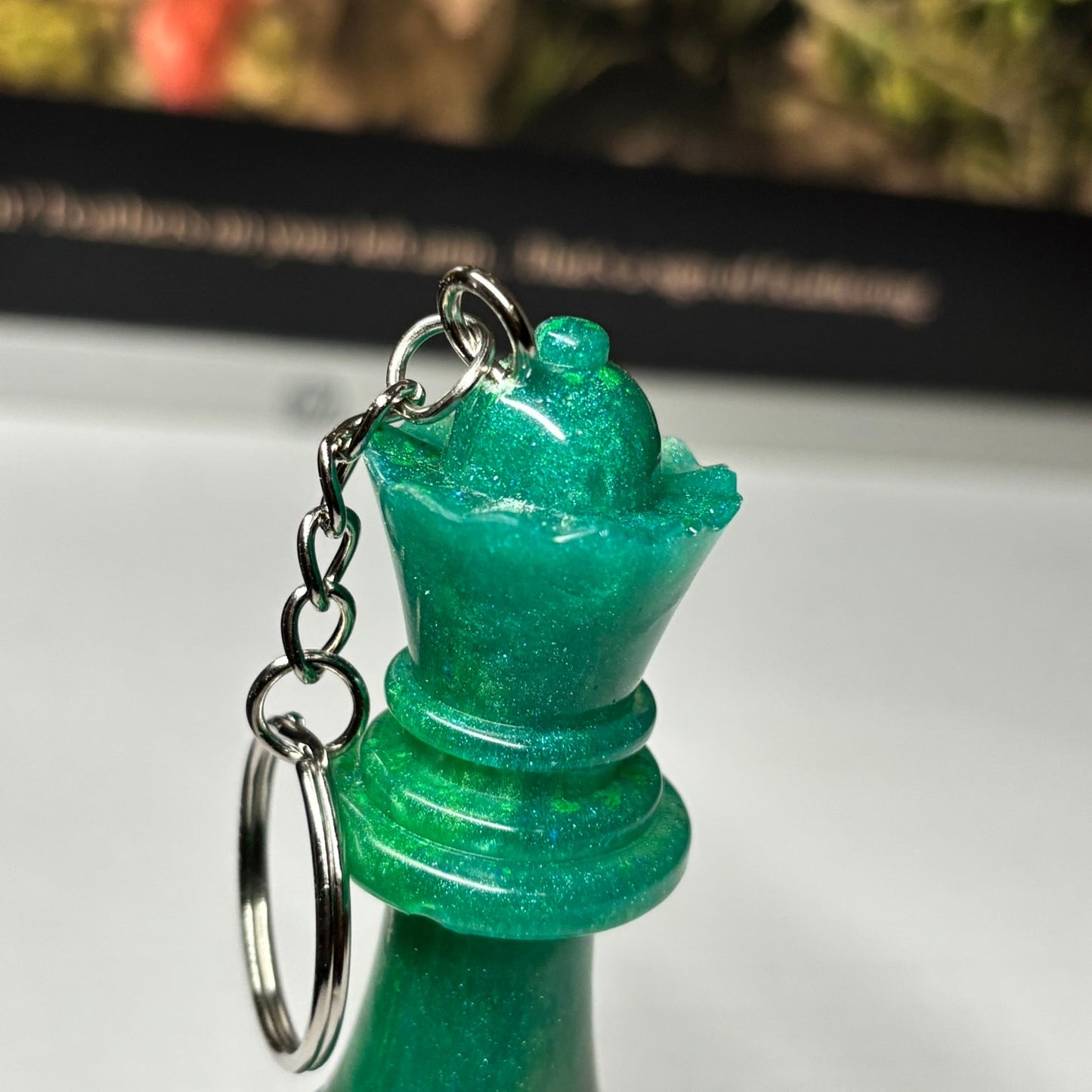 Solid Royalty Green Queen - Handmade Resin Keychain - Large Edition