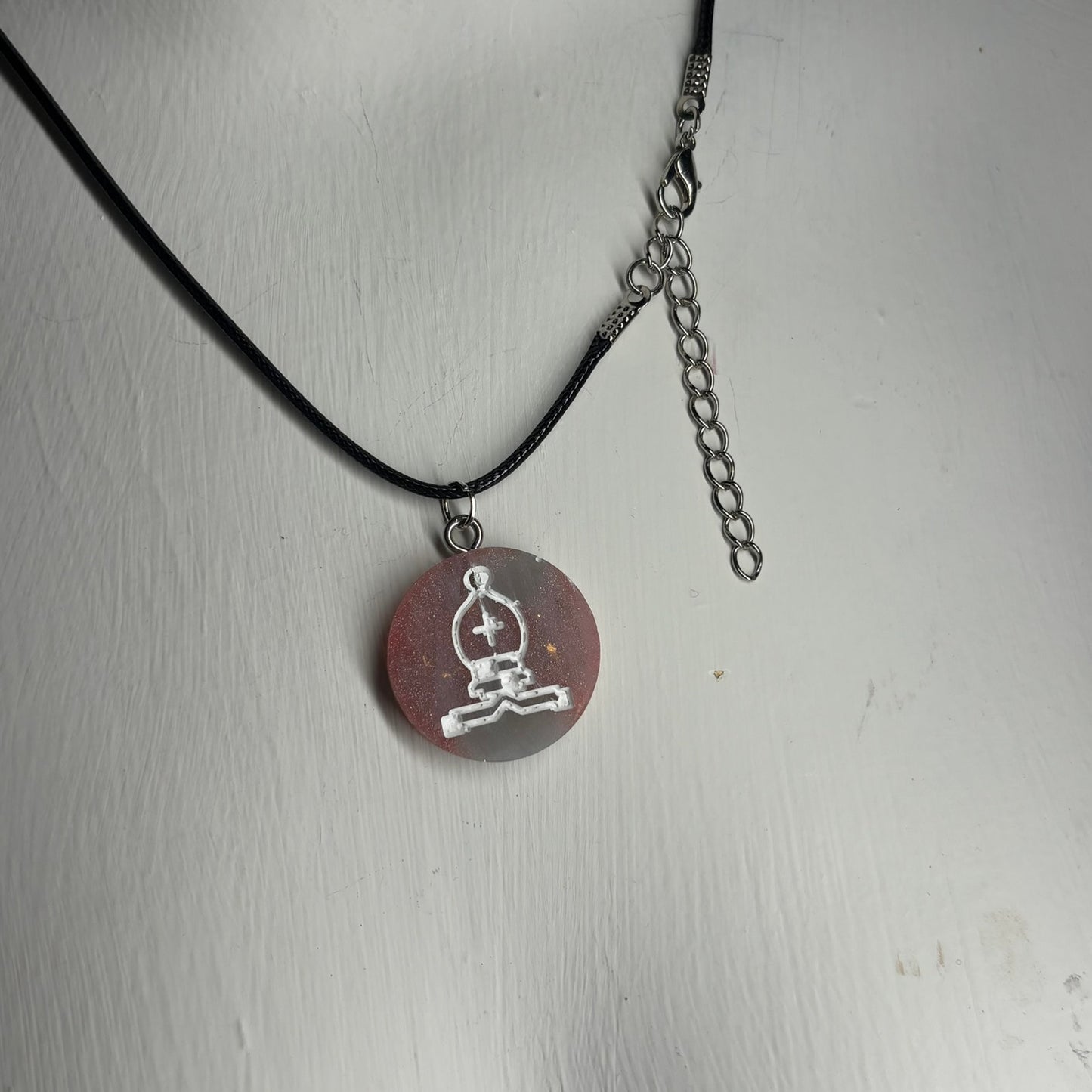 Magical Pink Bishop - Handmade Resin Chess Necklace