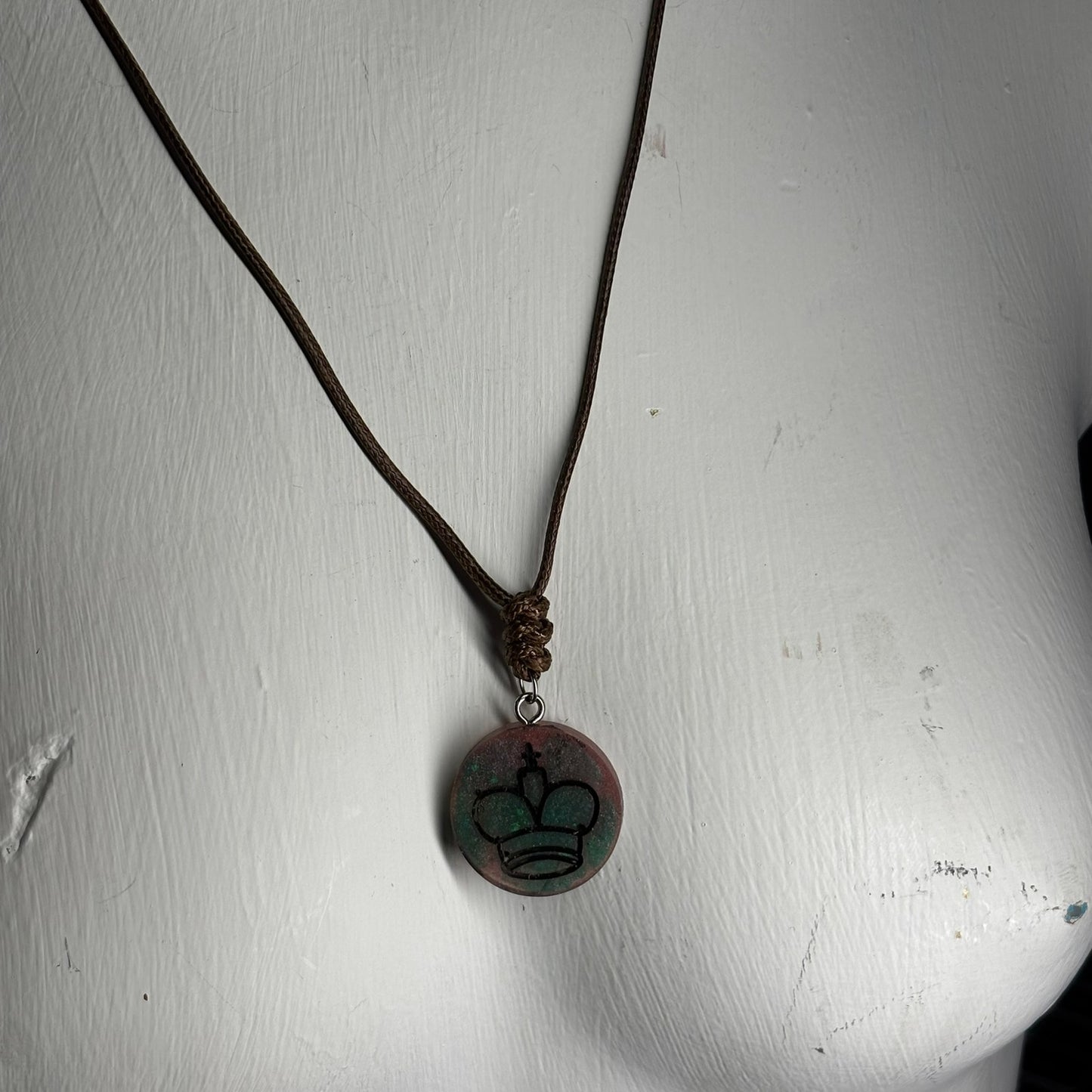 Galaxy Green King - Handmade Resin Chess Necklace