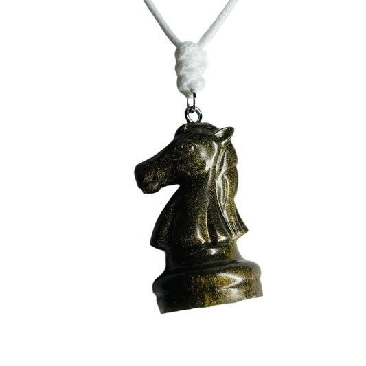 Alien Green Knight - Handmade Resin Chess Necklace