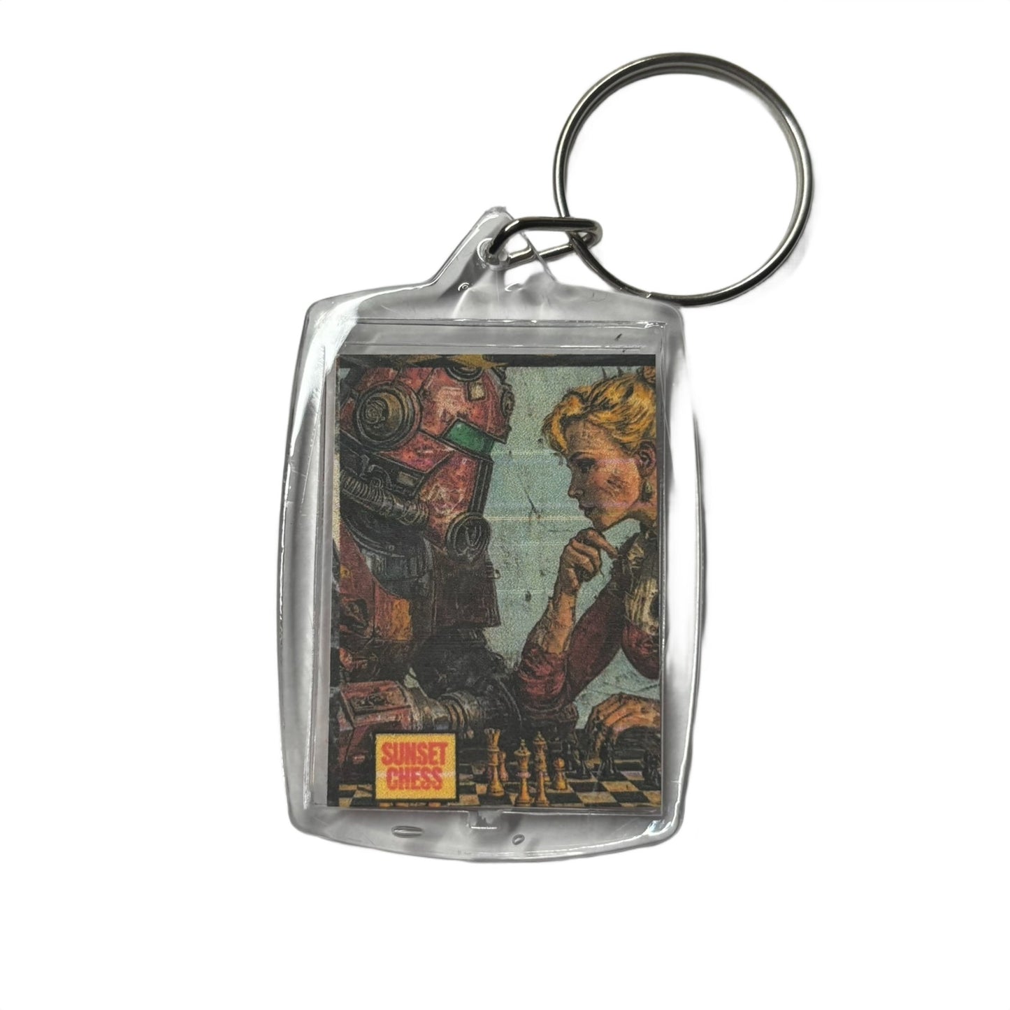 Robot vs Woman - Chess  Photo Keychain