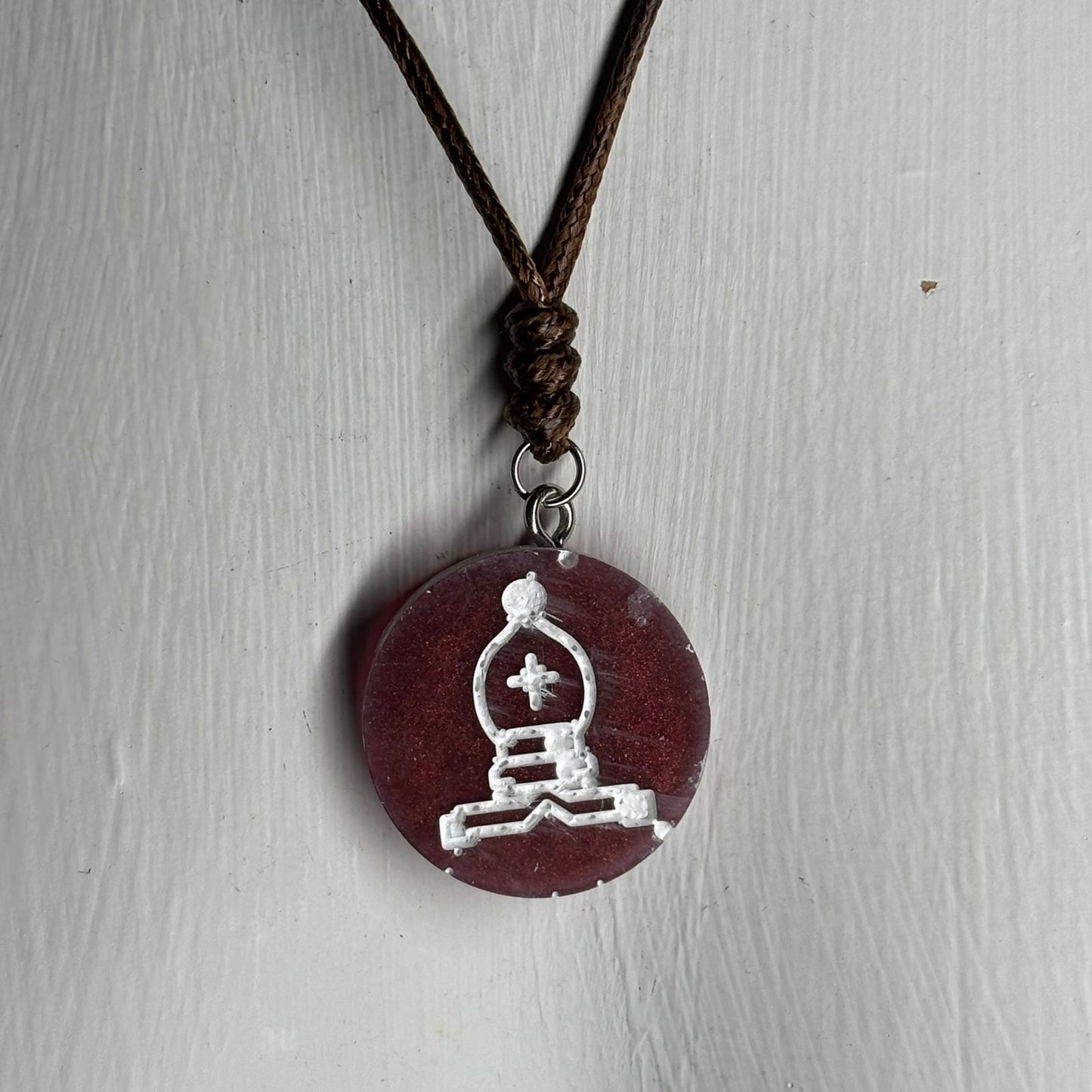 Ember Red Bishop - Handmade Resin Chess Necklace