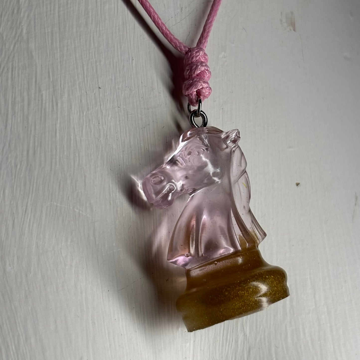 Simple Pink Knight - Handmade Resin Chess Necklace