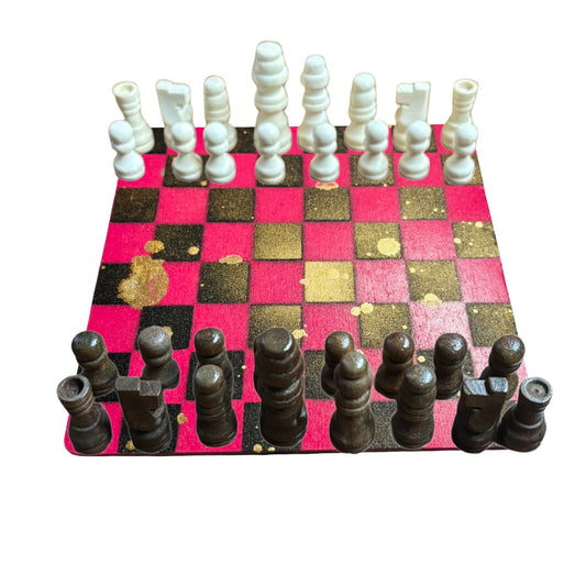 Red Black Golden Drip - Mini Chess Set