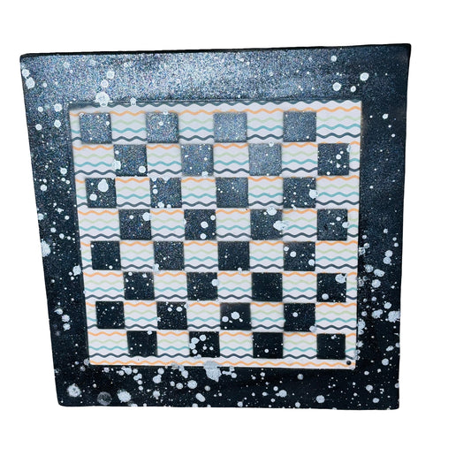 Wiggled Lines Chrome Drip - Large Scrapbook Chess Board