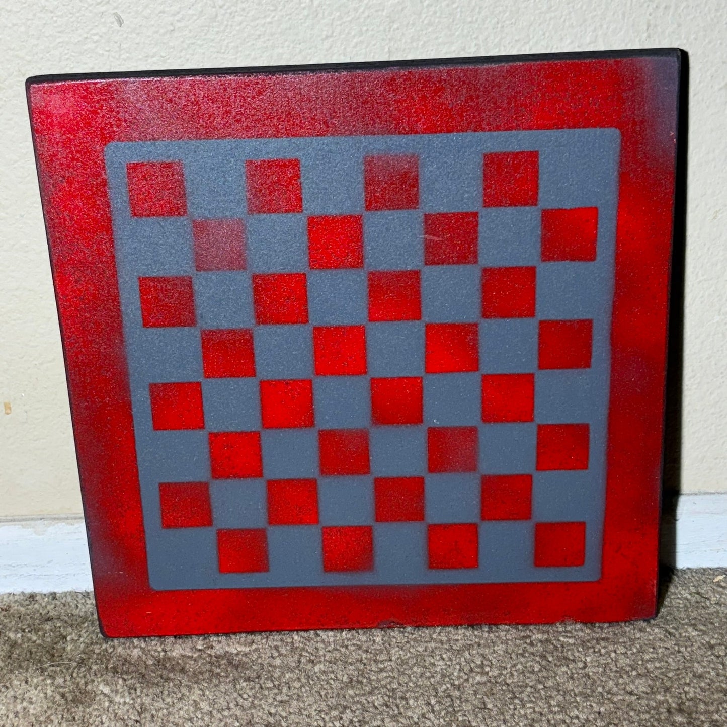 Blue & Red - Painted Chess Board