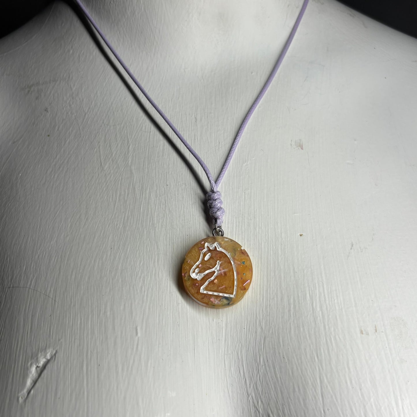 Yellow Crystal Knight - Handmade Resin Chess Necklace