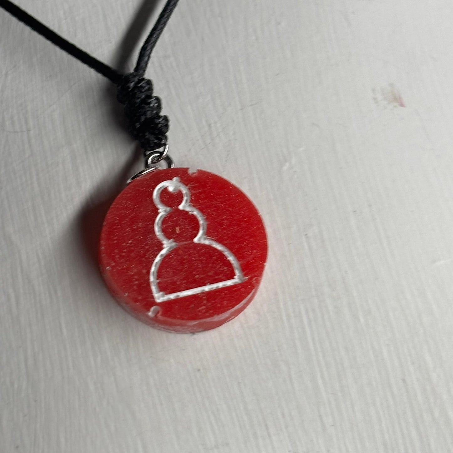 Vibrant Red Pawn - Handmade Resin Chess Necklace
