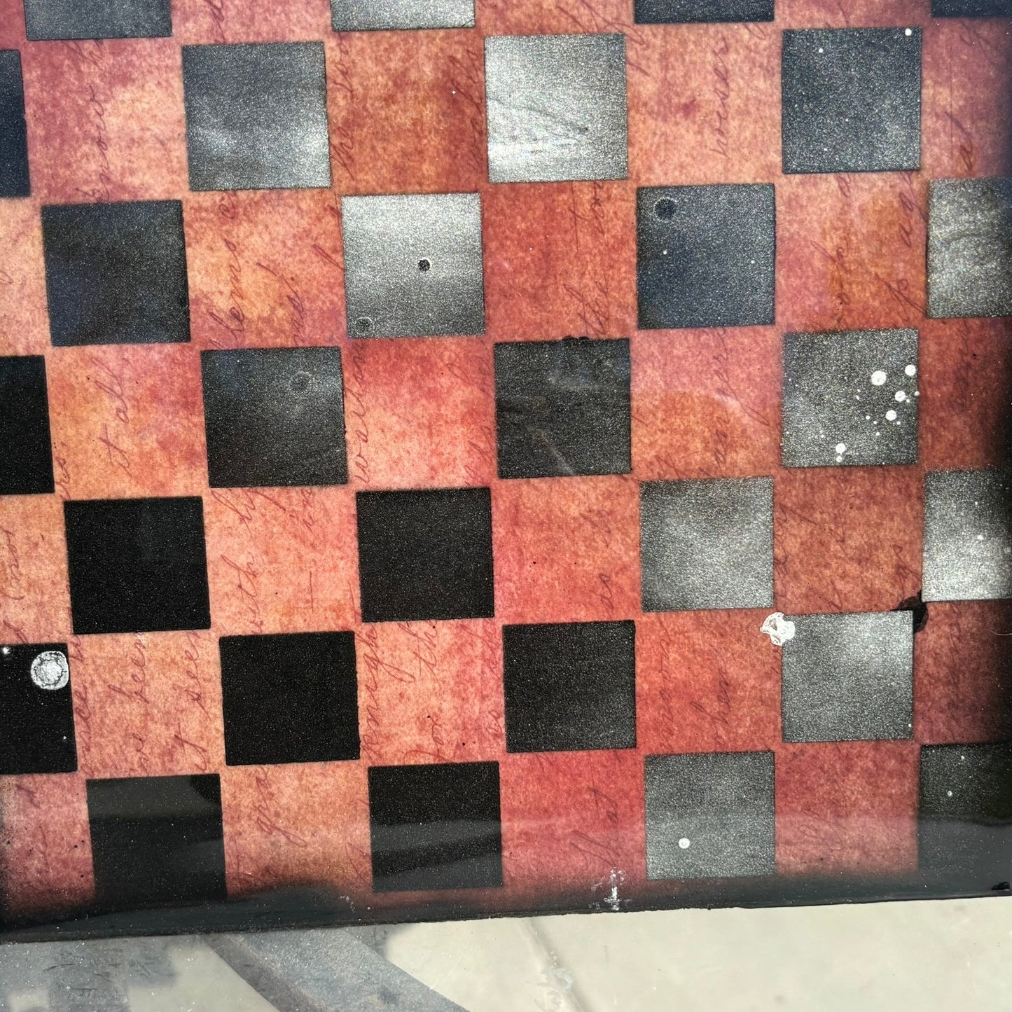 Burgundy Wording - Resin Coated Chess Board