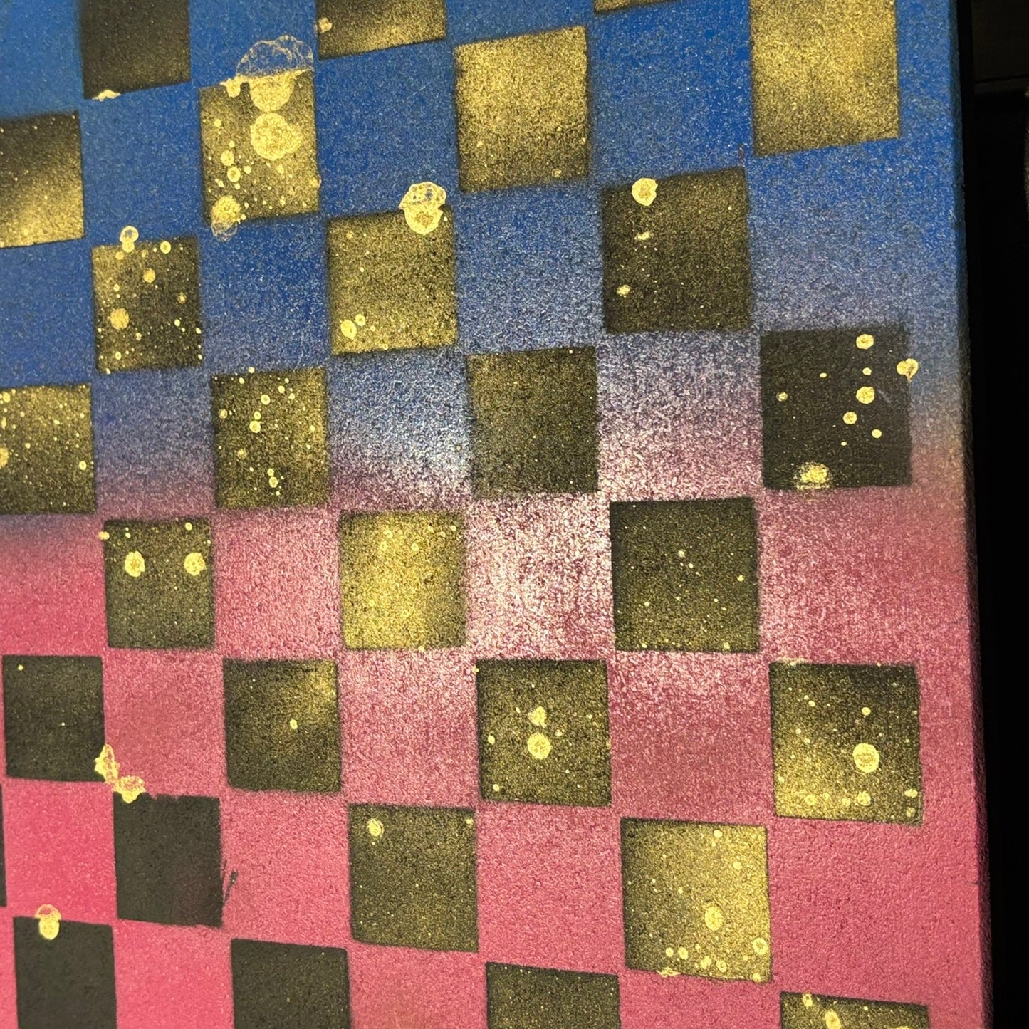 Splattered Golden Pink & Blue - Painted Chess Board