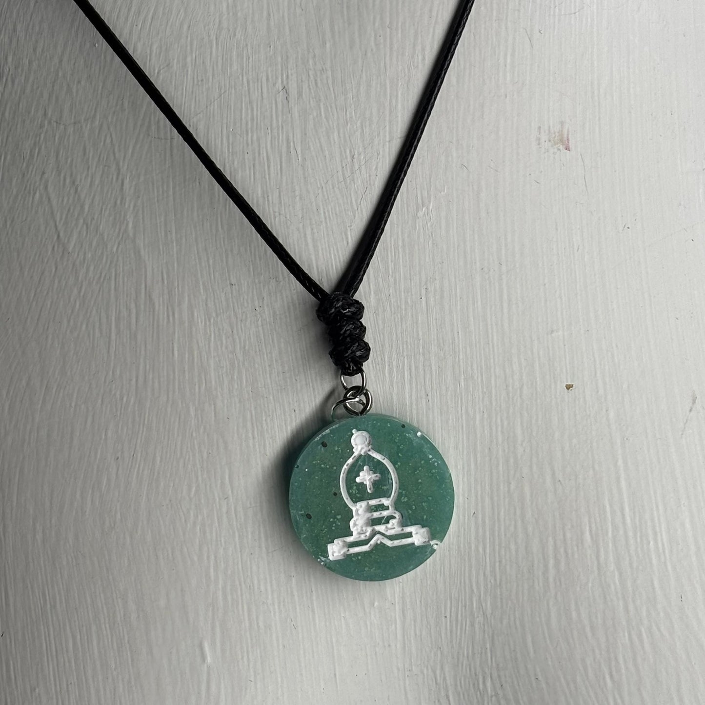 Mint Green bishop - Handmade Resin Chess Necklace