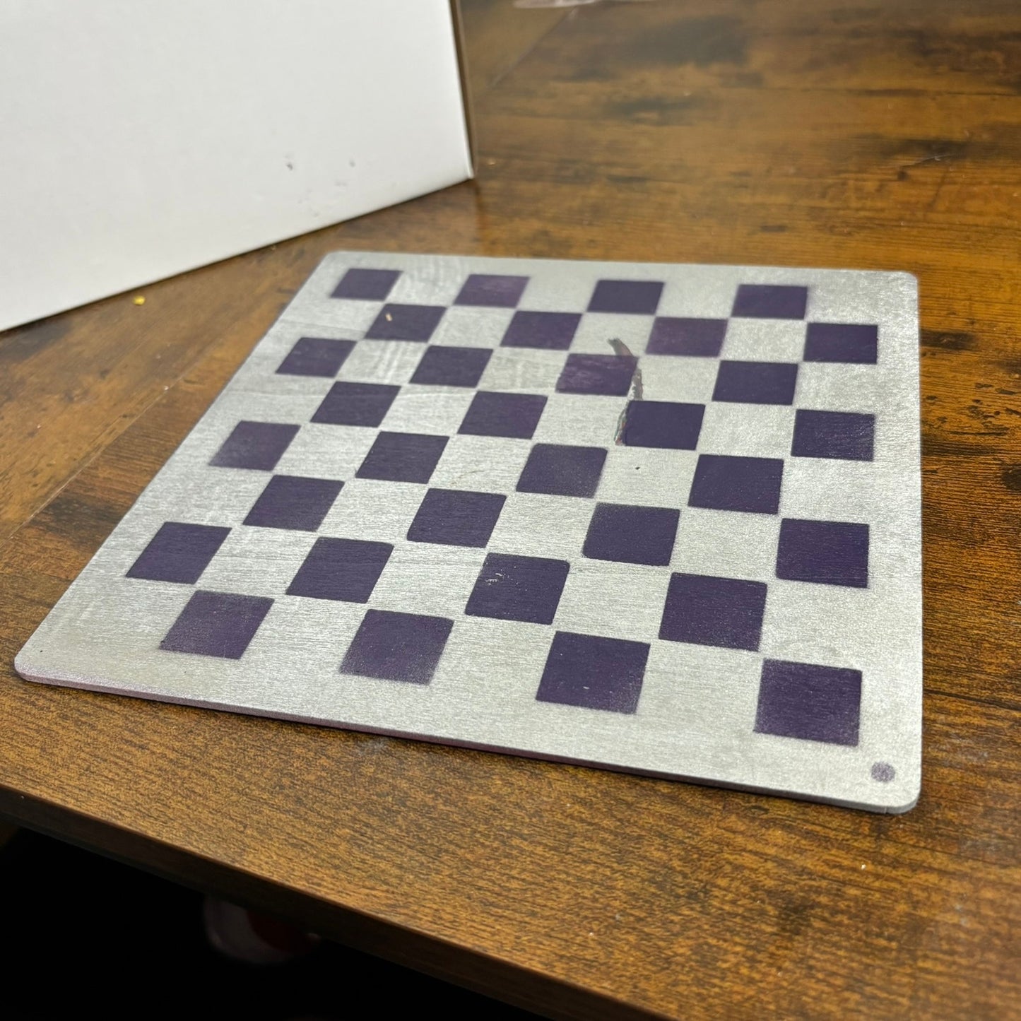 Dark Purple Chrome - Painted Thin Wooden Chess Board