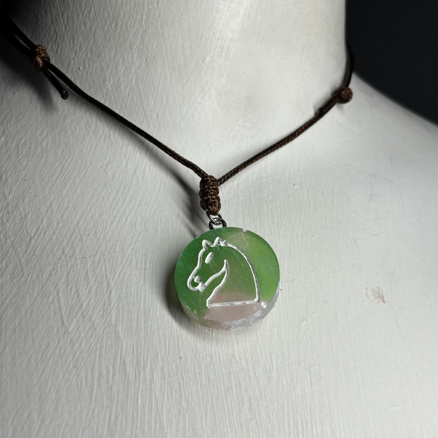 Must Green Knight - Handmade Resin Chess Necklace