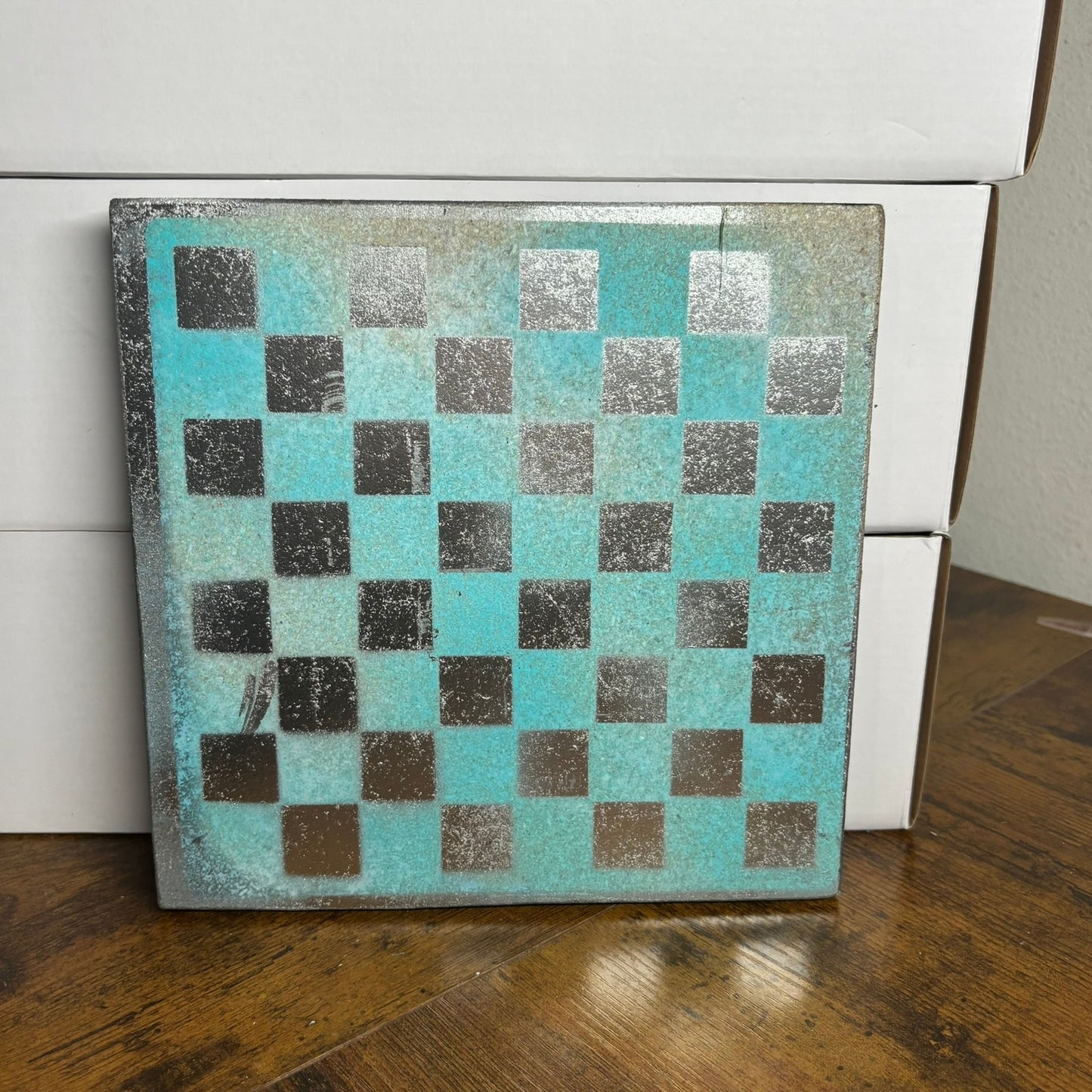 Sky Blue Chrome - Painted Double Sided Chess Board