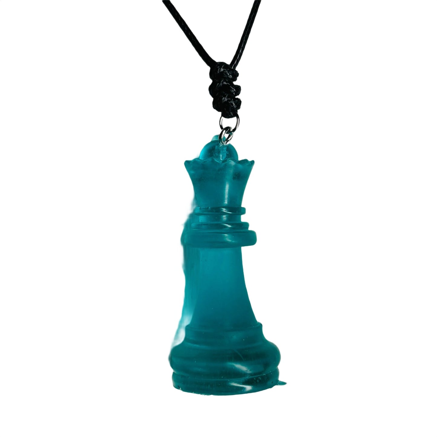Aqua Green Queen - Handmade Resin Chess Necklace