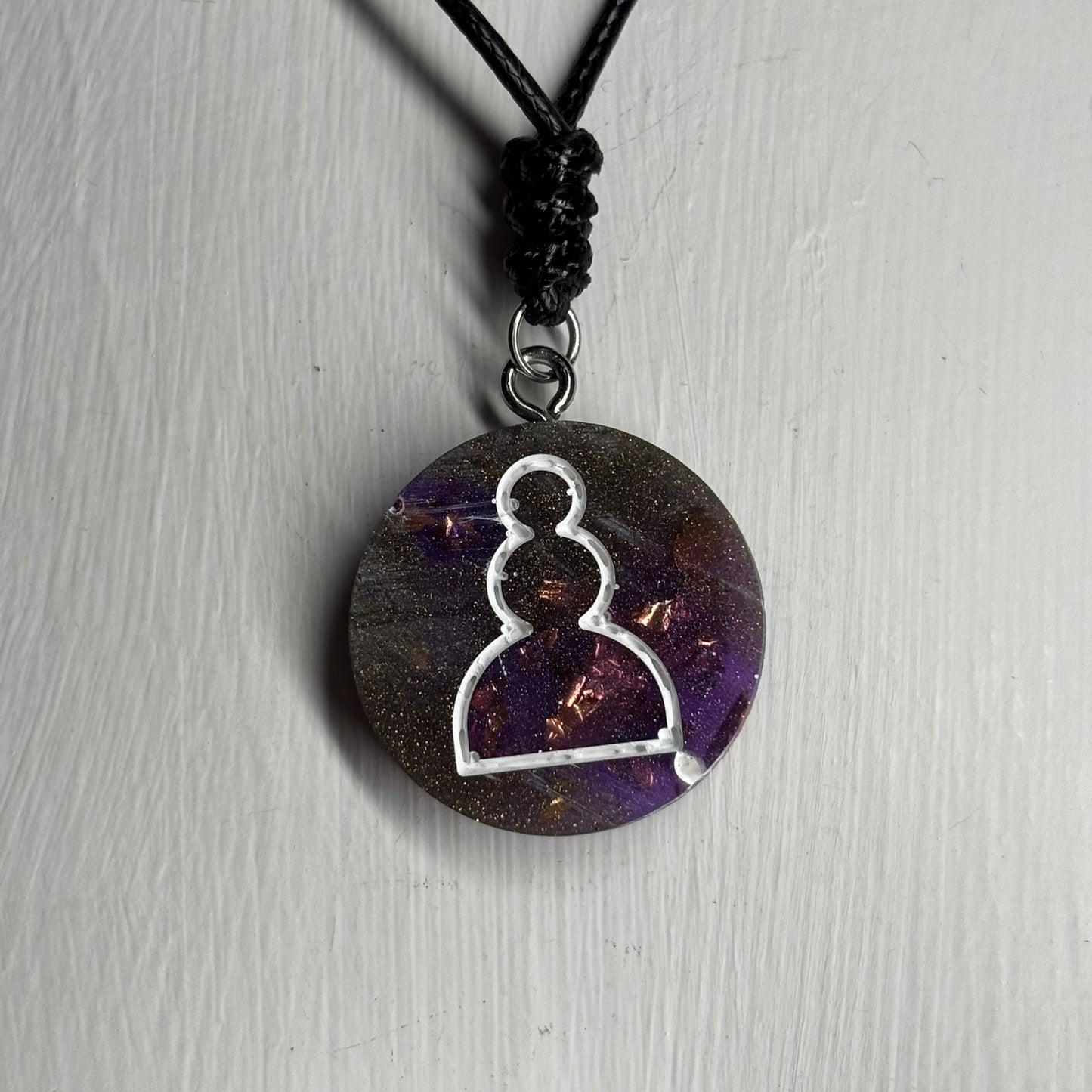 Dark Purple Pawn - Handmade Resin Chess Necklace
