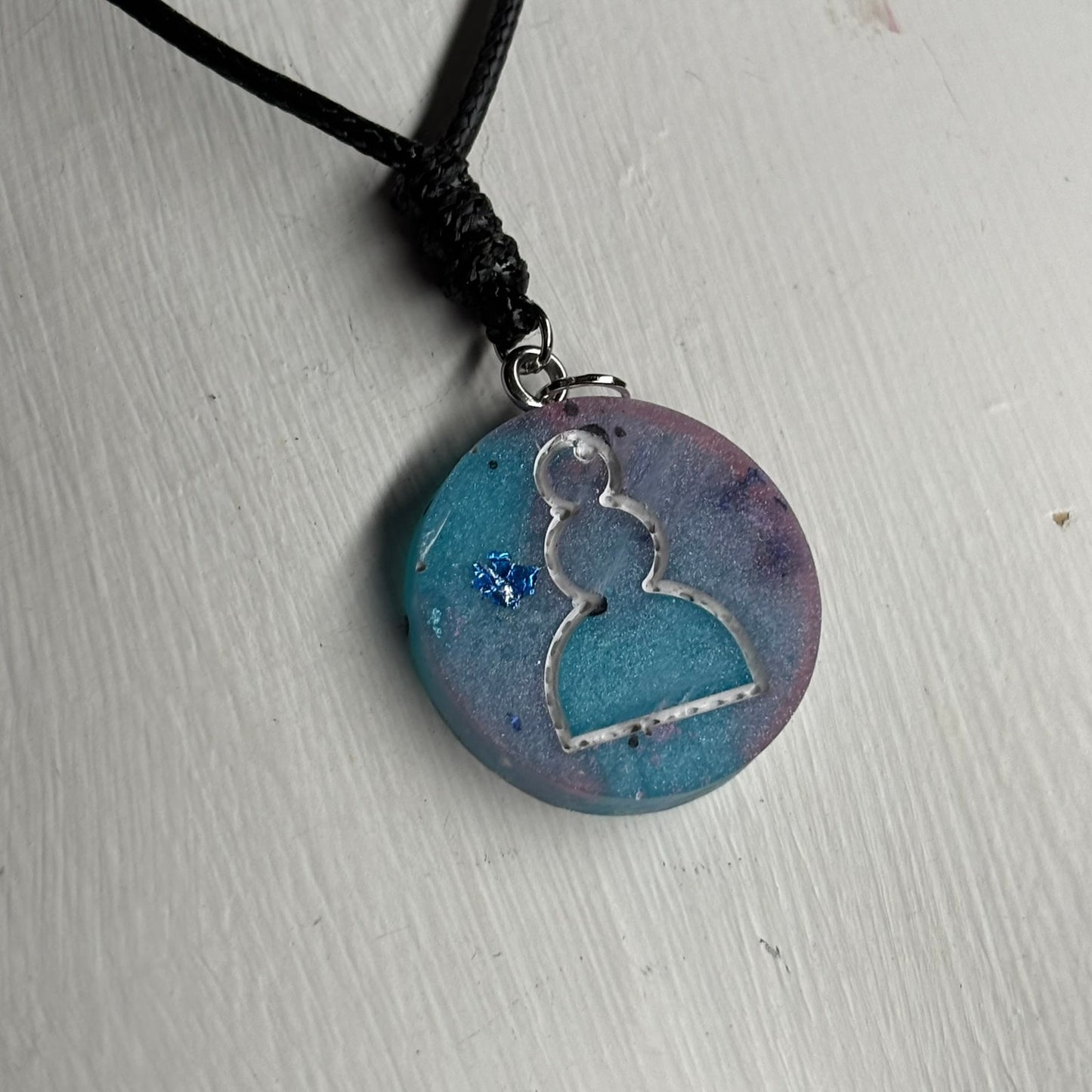Blue Ice Pawn - Handmade Resin Chess Necklace