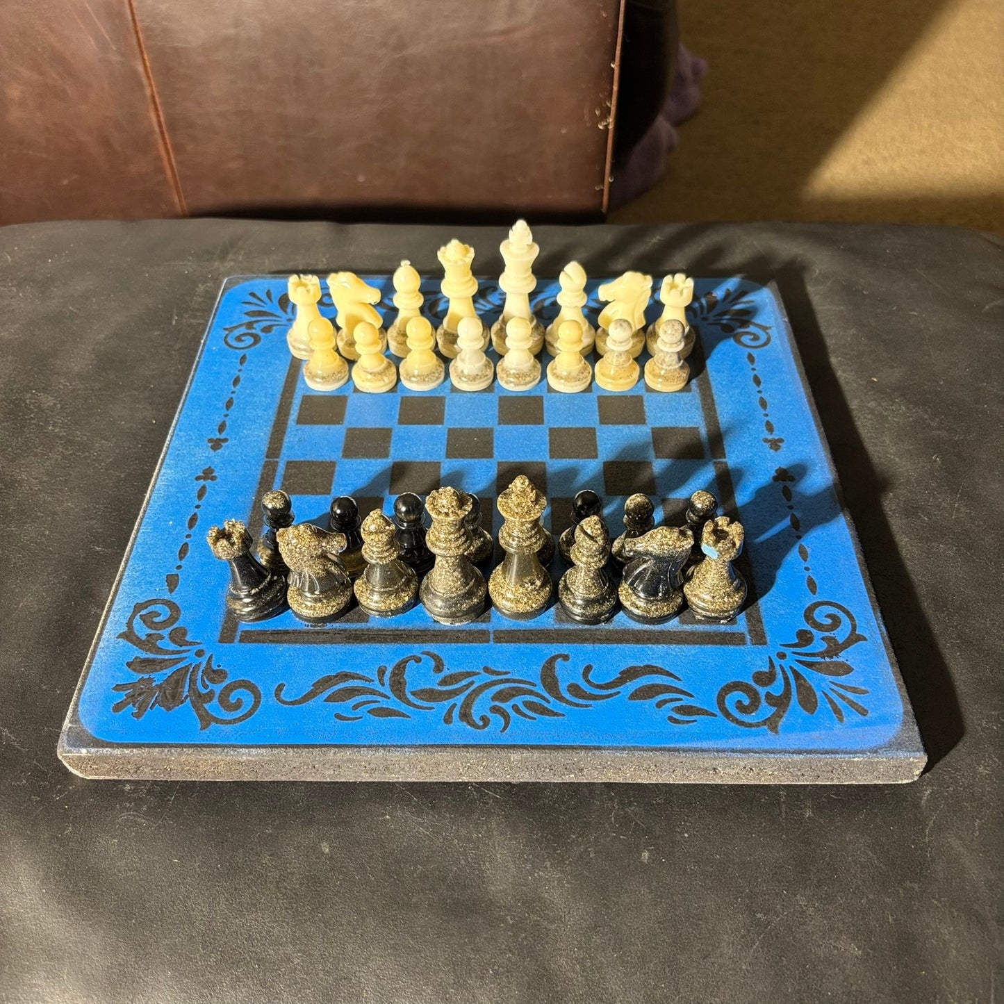 Supreme Blue & Black - Painted Chess Set