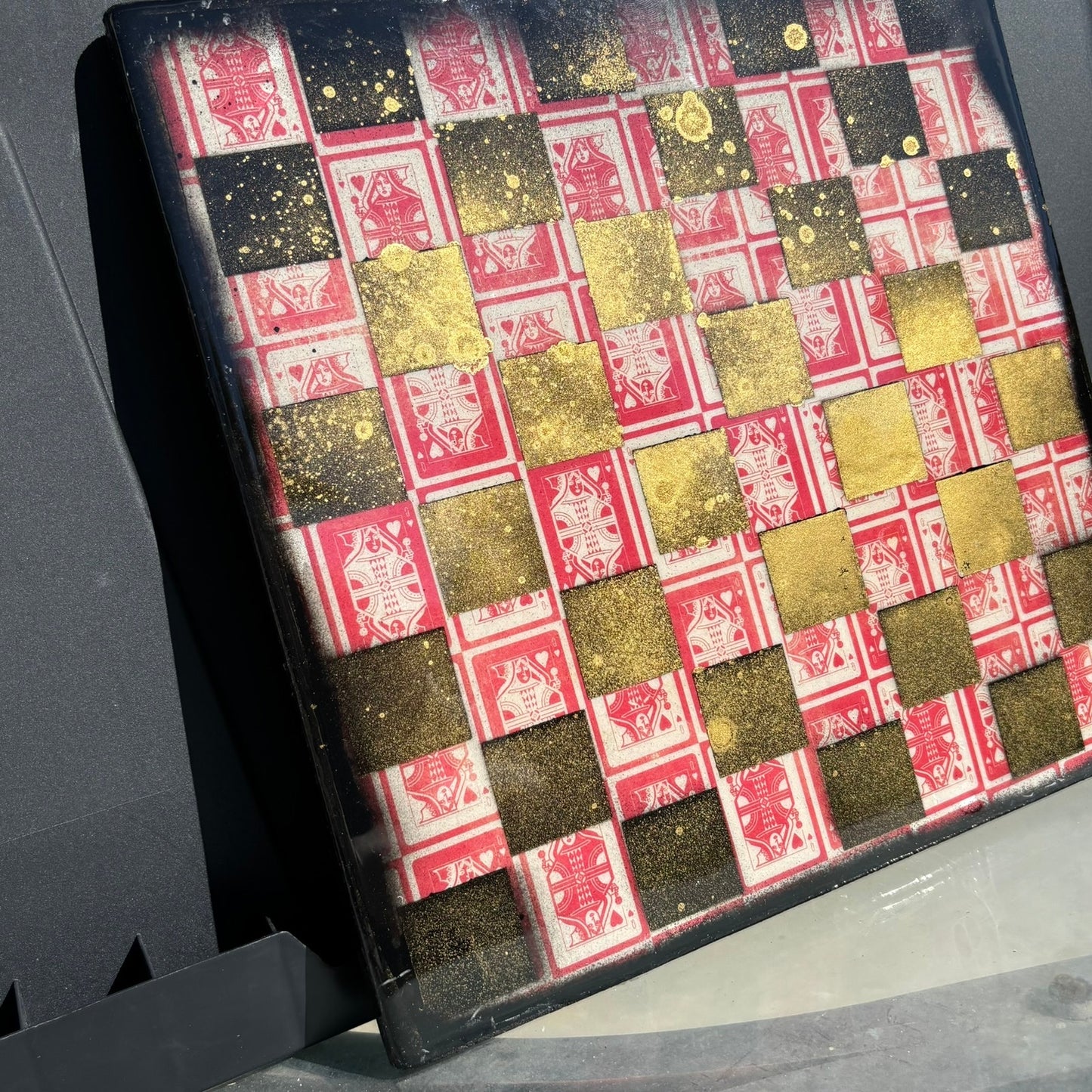 Golden Red & White - Resin Coated Chess Board