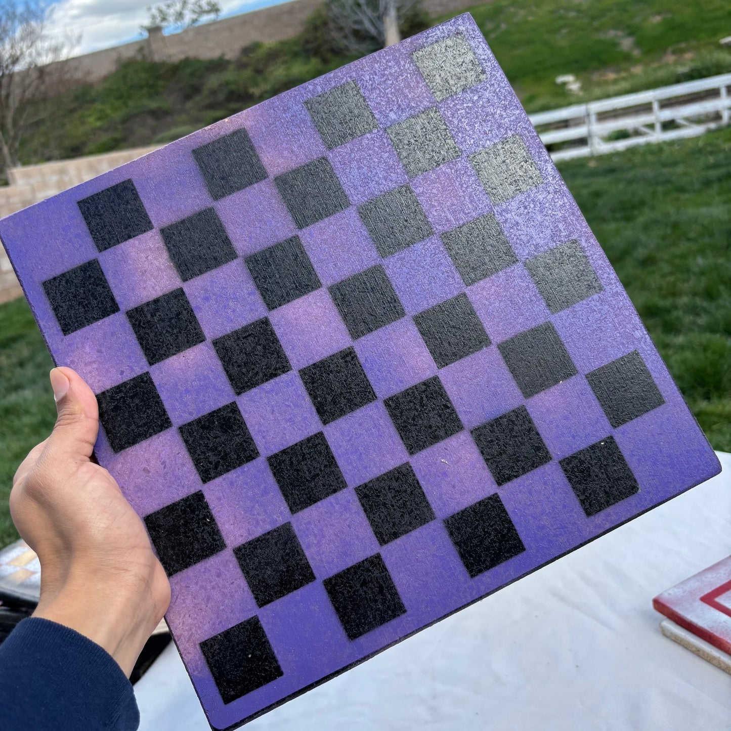 Purple & Black - Painted Chess Set