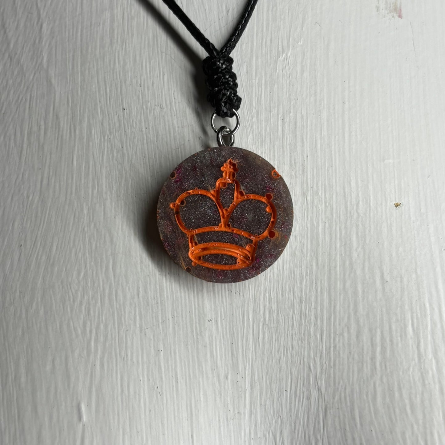 Purple Orange King - Handmade Resin Chess Necklace