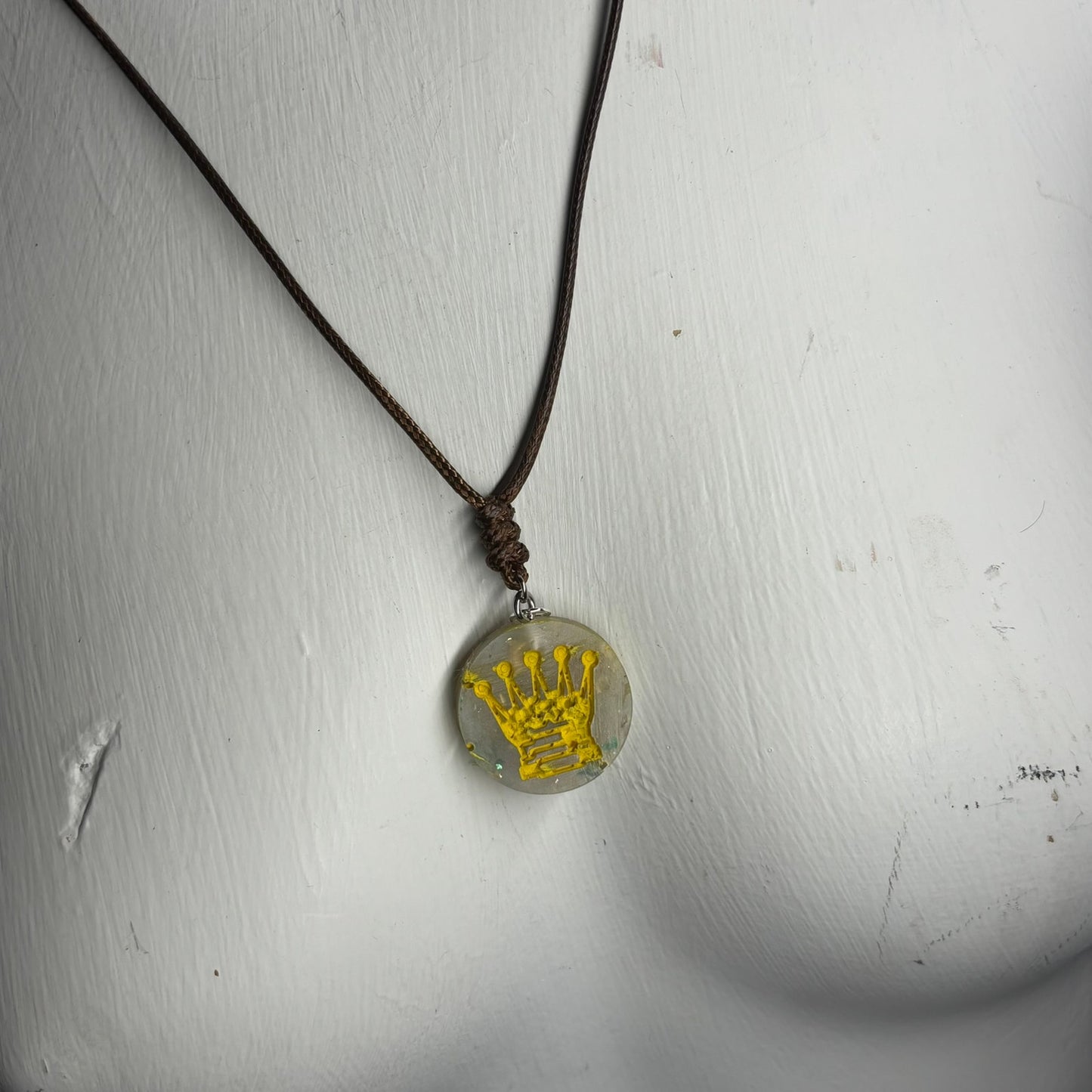 Old Yellow Queen - Handmade Resin Chess Necklace