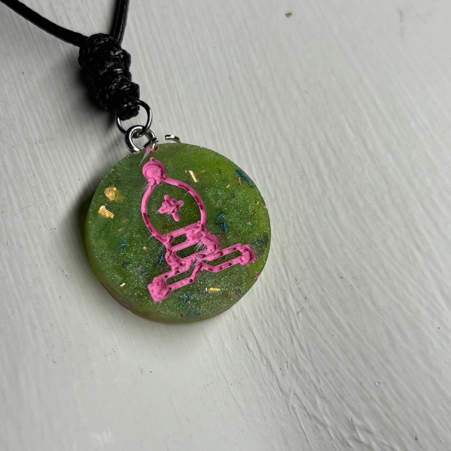 Crystal Green Bishop - Handmade Resin Chess Necklace