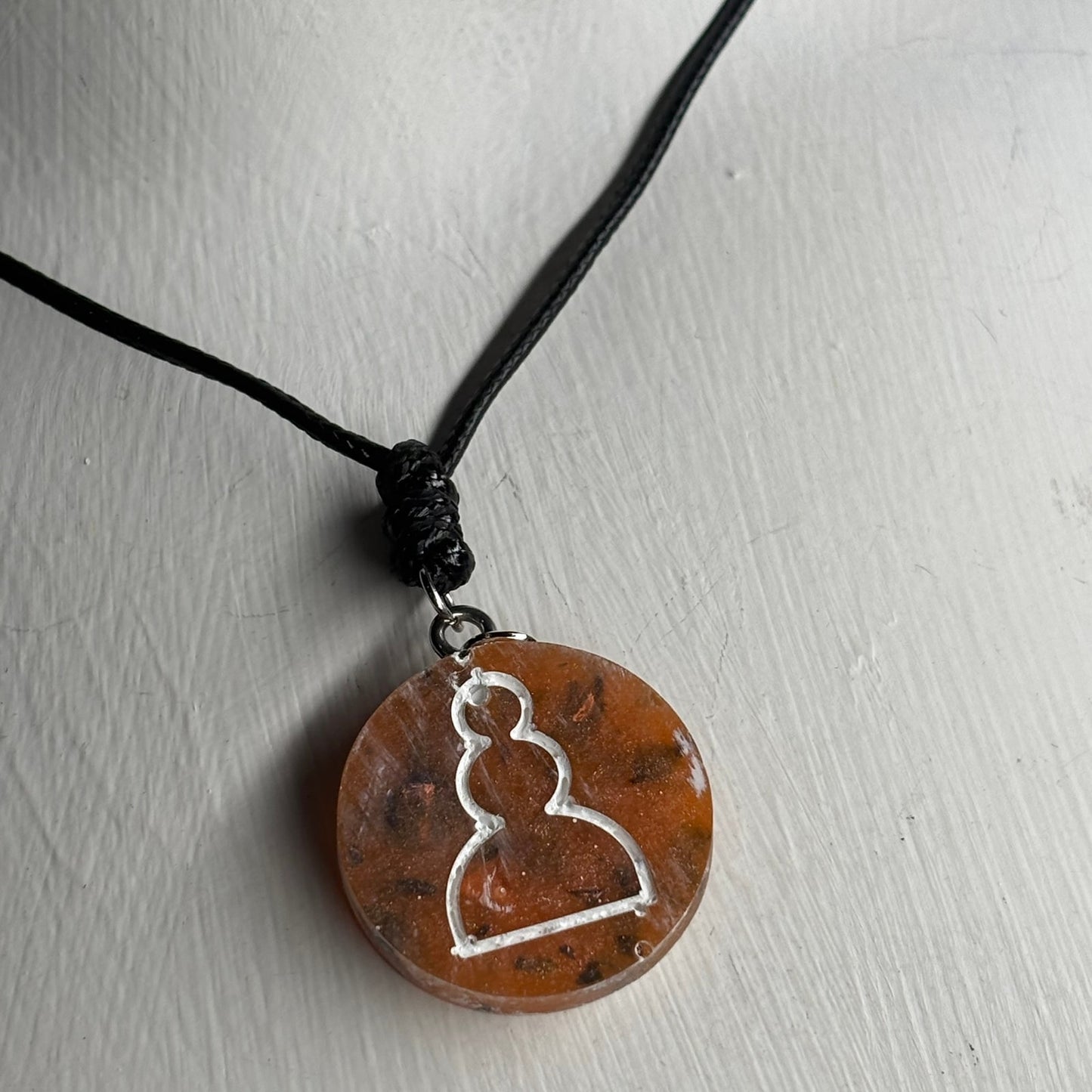 Orange Crystal Pawn - Handmade Resin Chess Necklace